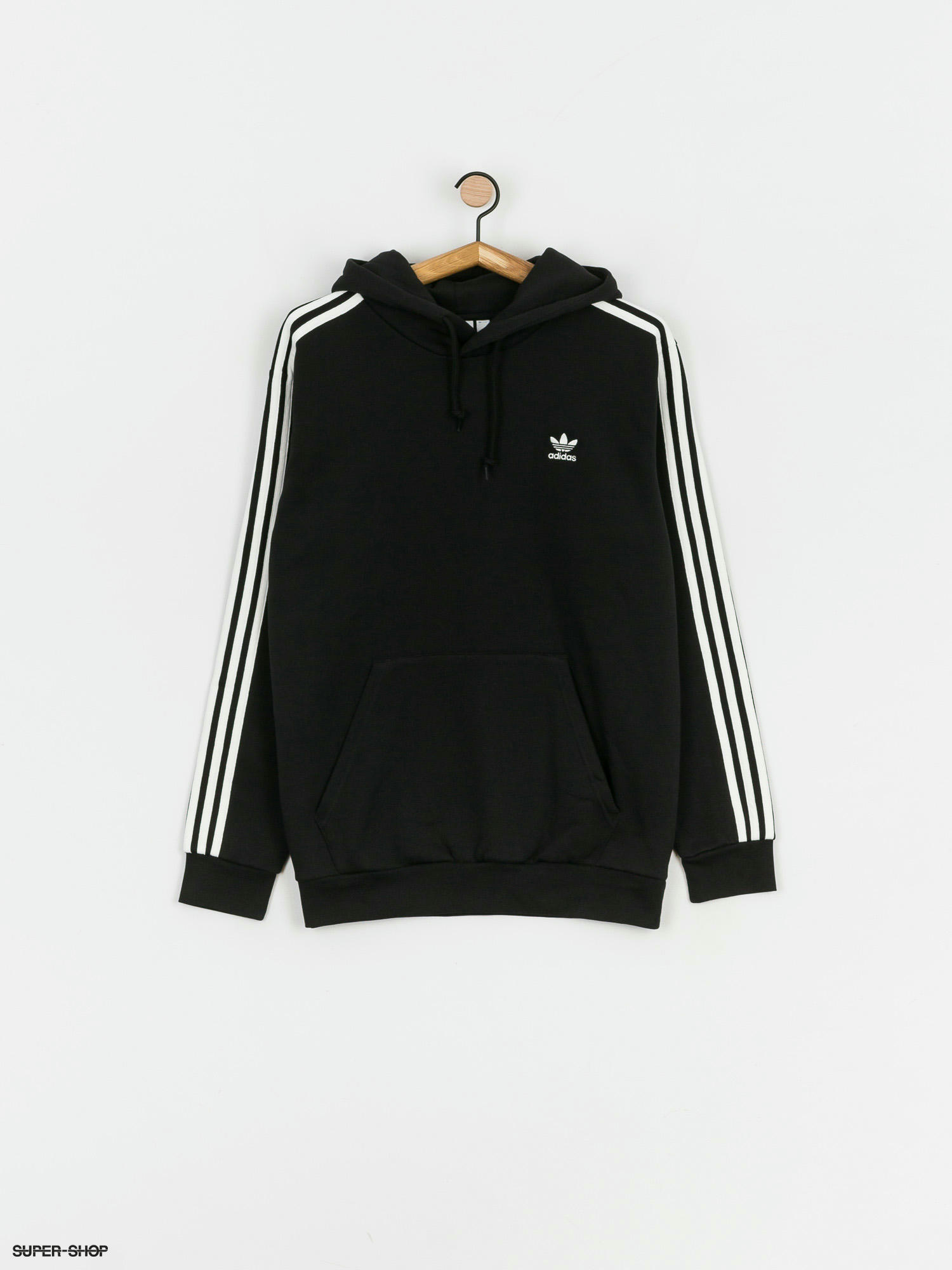 adidas black hoodie 3 stripe