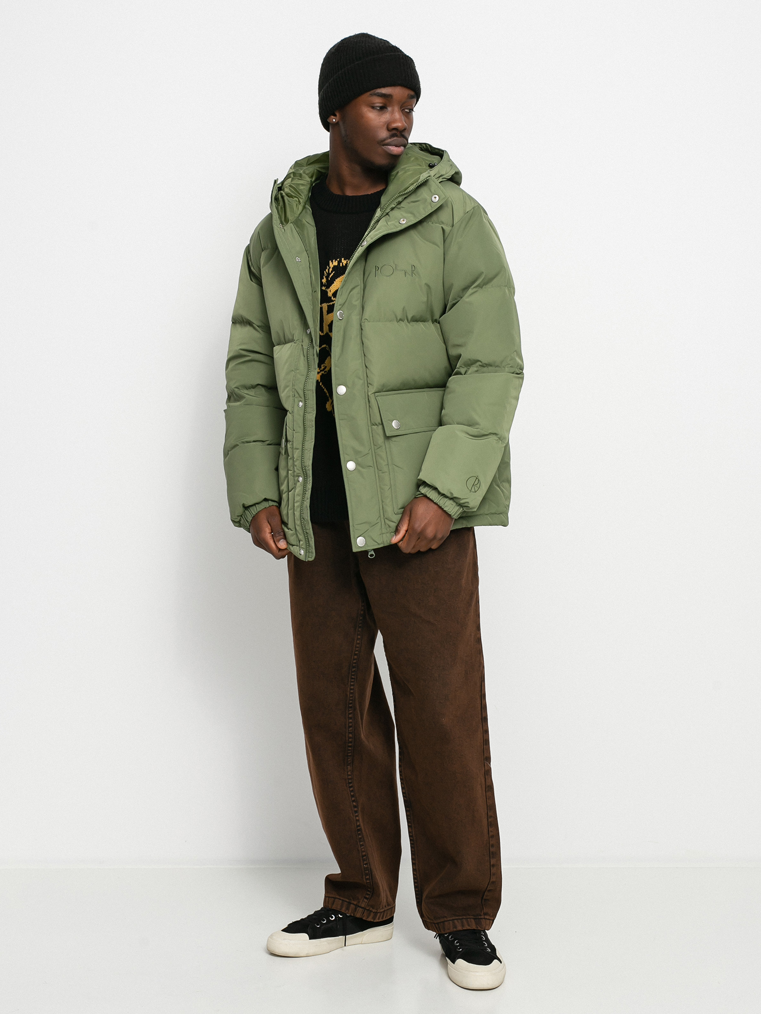 Polar Skate Hood Puffer Jacket (light olive)