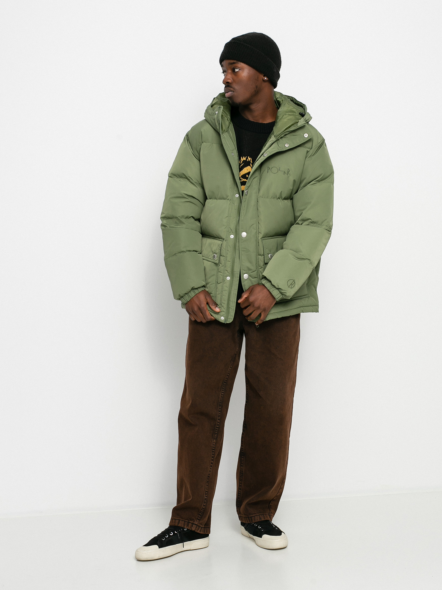 Polar Skate Hood Puffer Jacket (light olive)