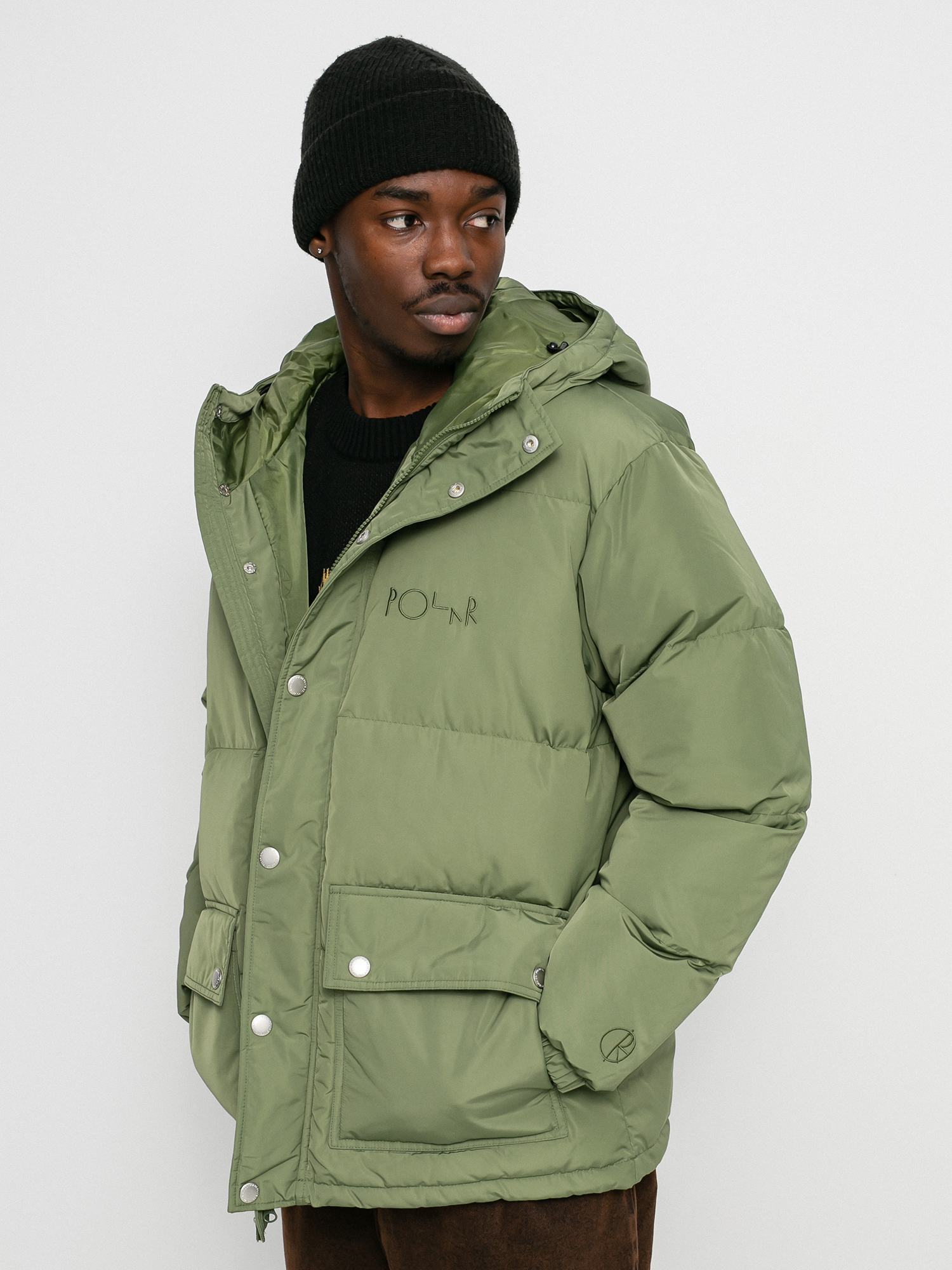 Polar Skate Hood Puffer Jacket (light olive)
