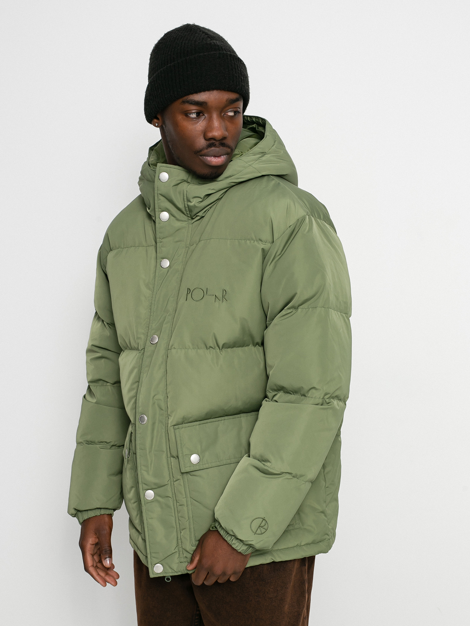 Polar Skate Hood Puffer Jacket (light olive)