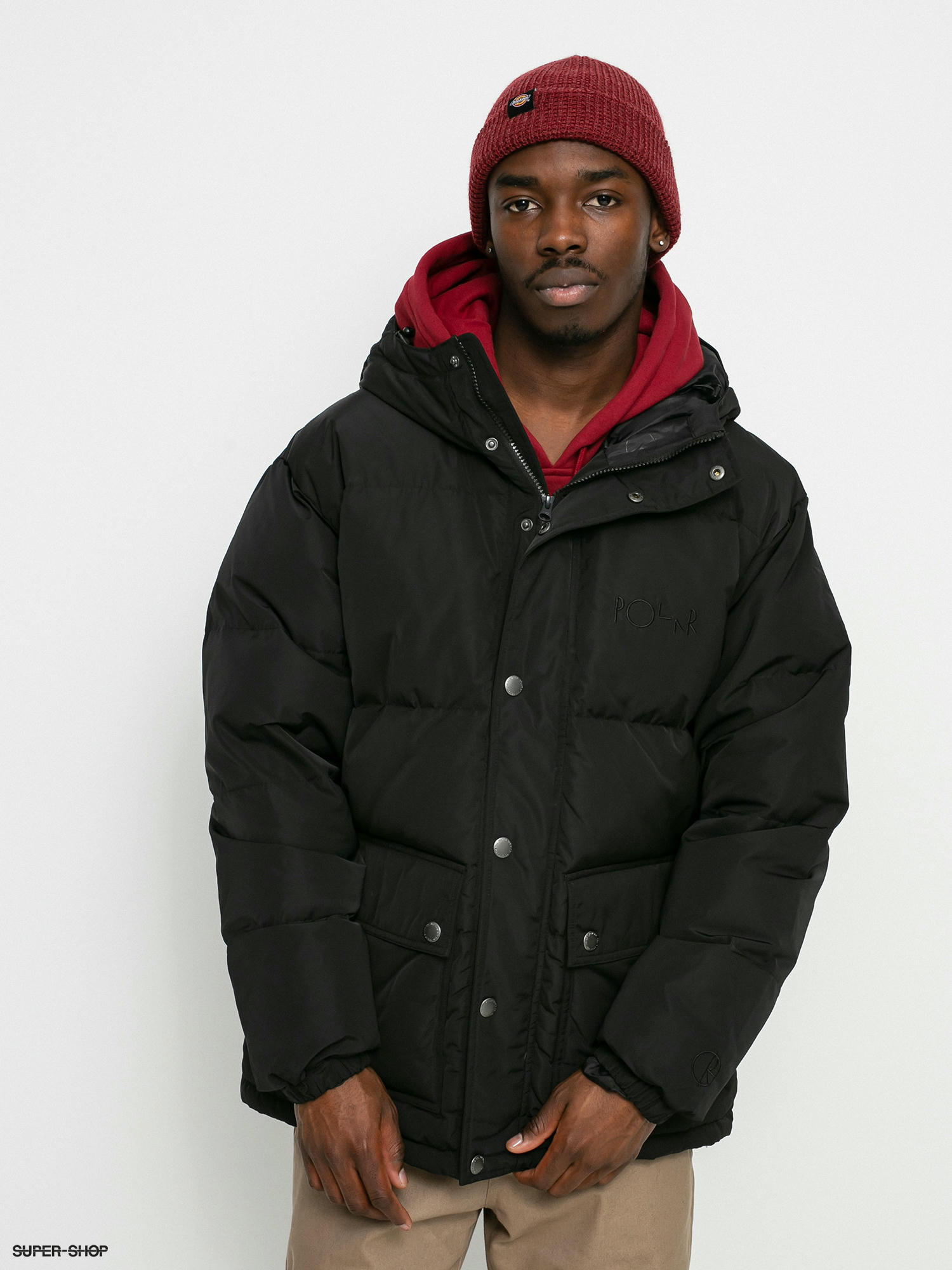 long black hooded puffer jacket