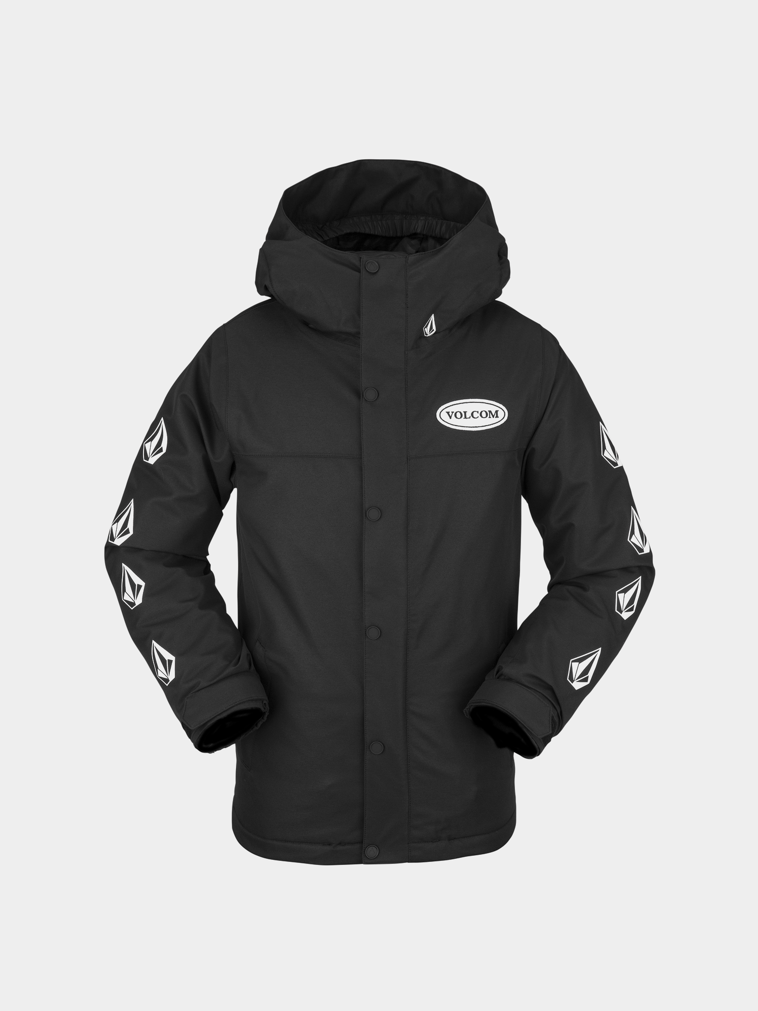 black snowboarding jacket