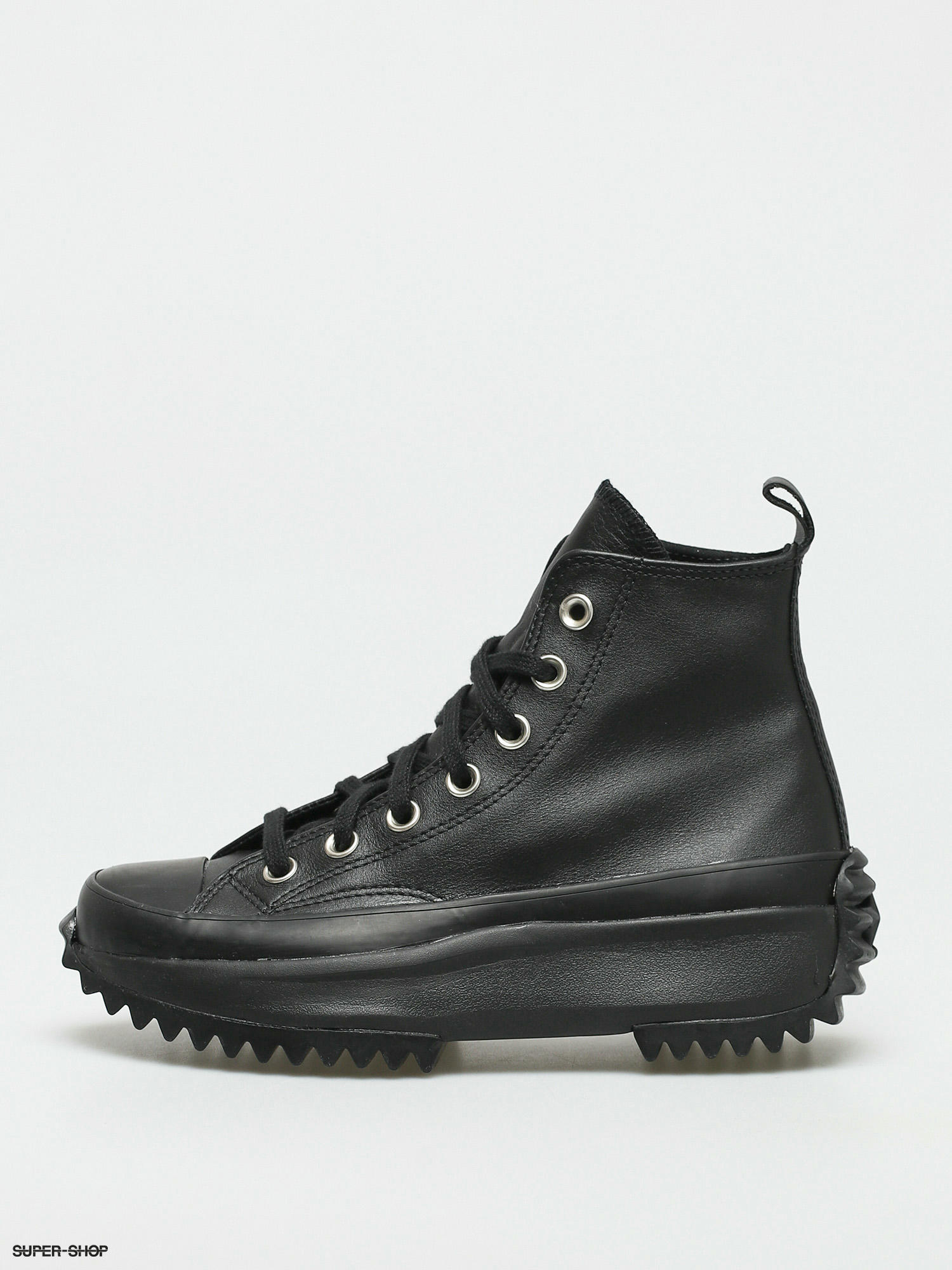 converse run star hike high leather sneakers in black mono