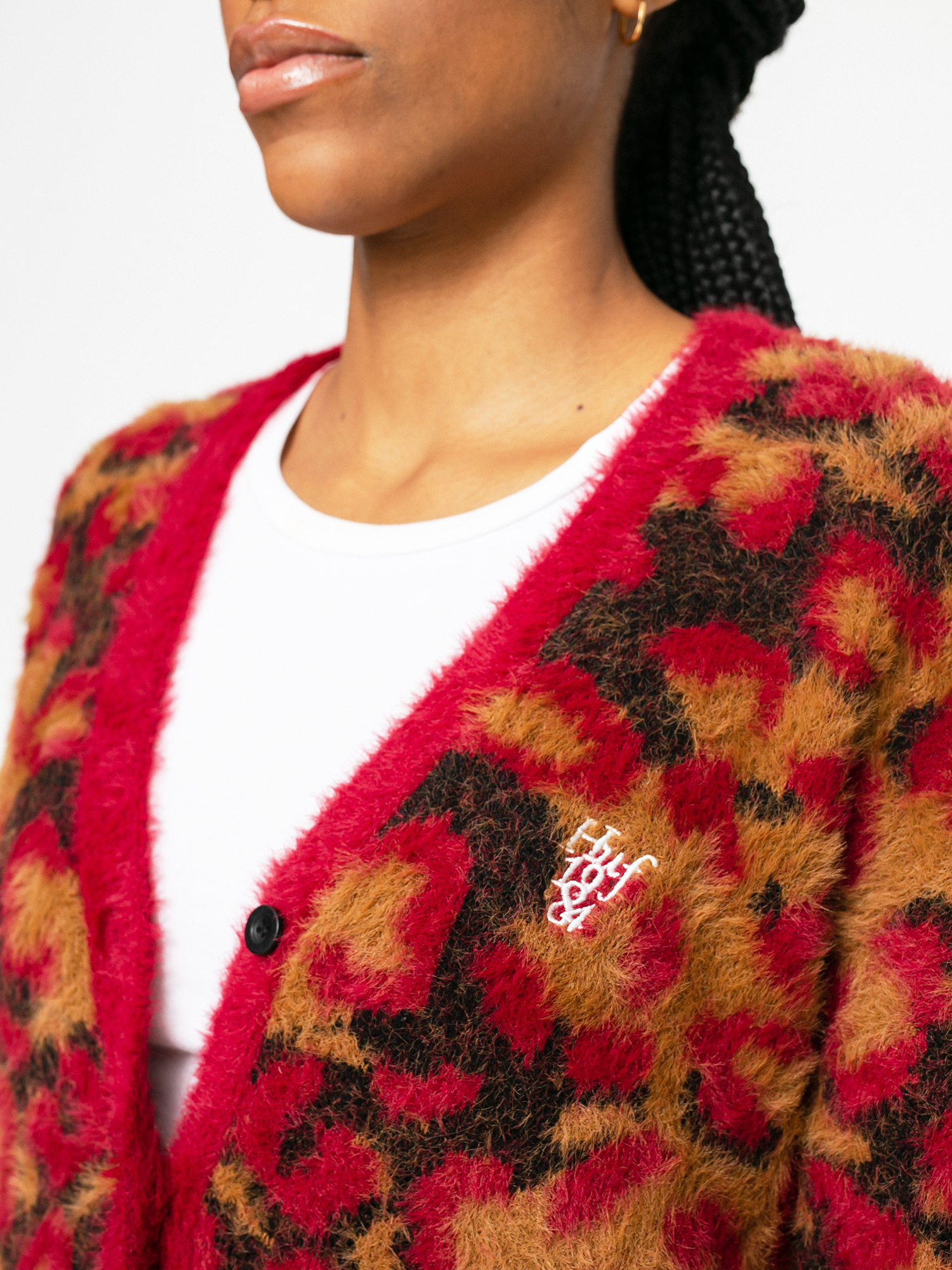 HUF Leopard Knit Duster Pulli Wmn (bloodstone)