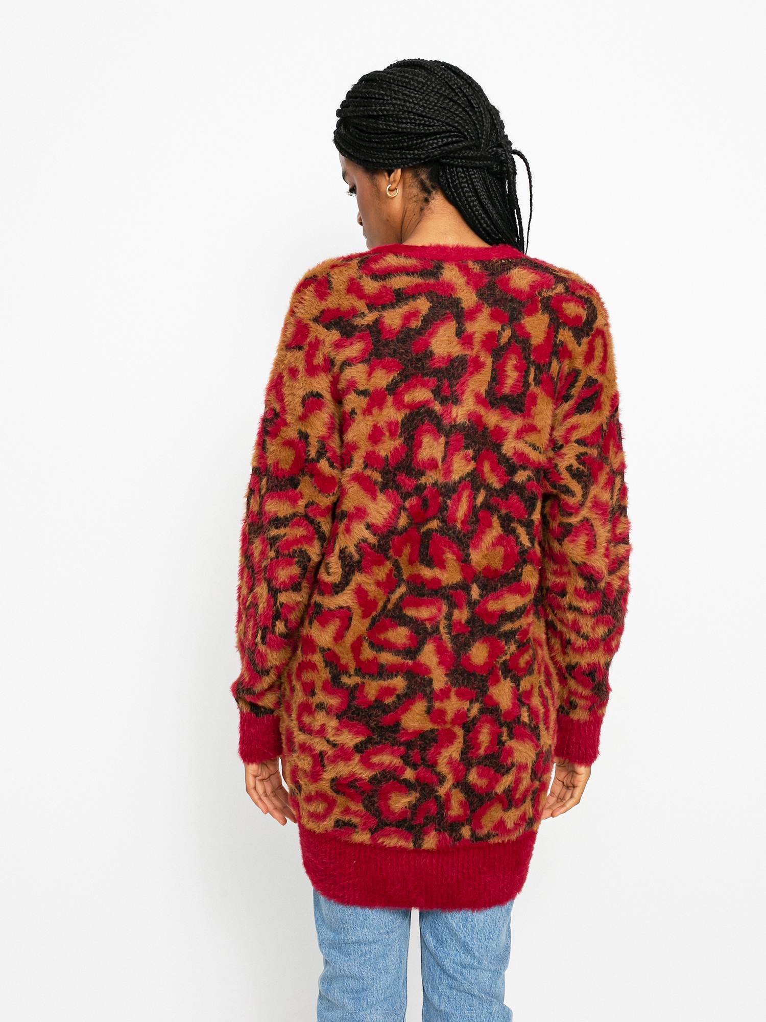 HUF Leopard Knit Duster Pulli Wmn (bloodstone)