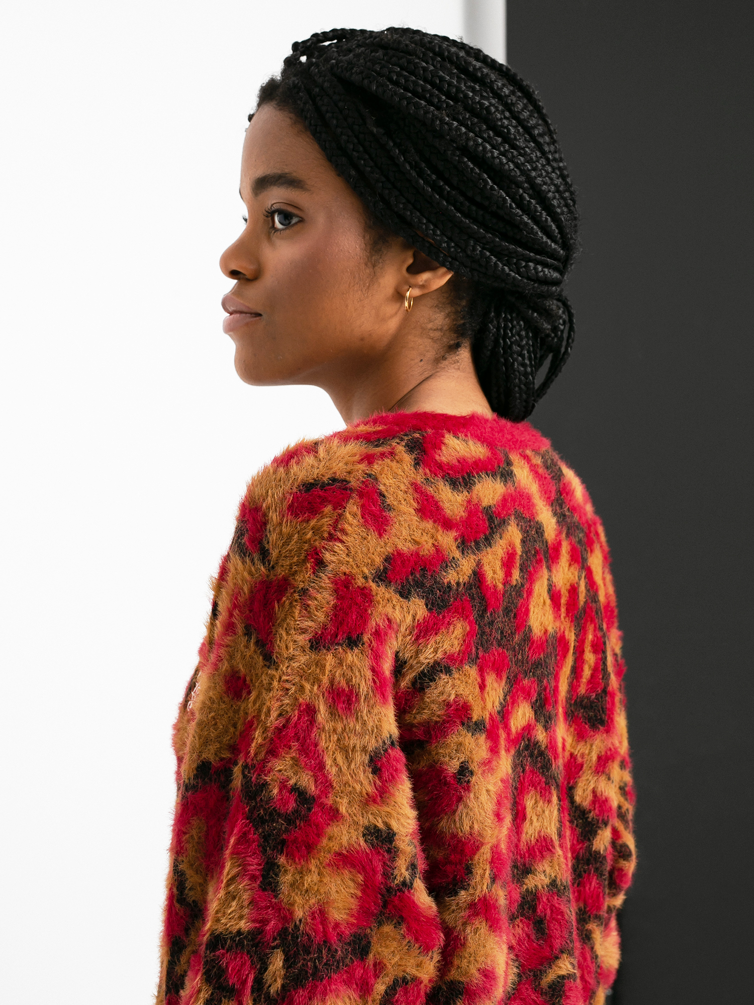 HUF Leopard Knit Duster Pulli Wmn (bloodstone)