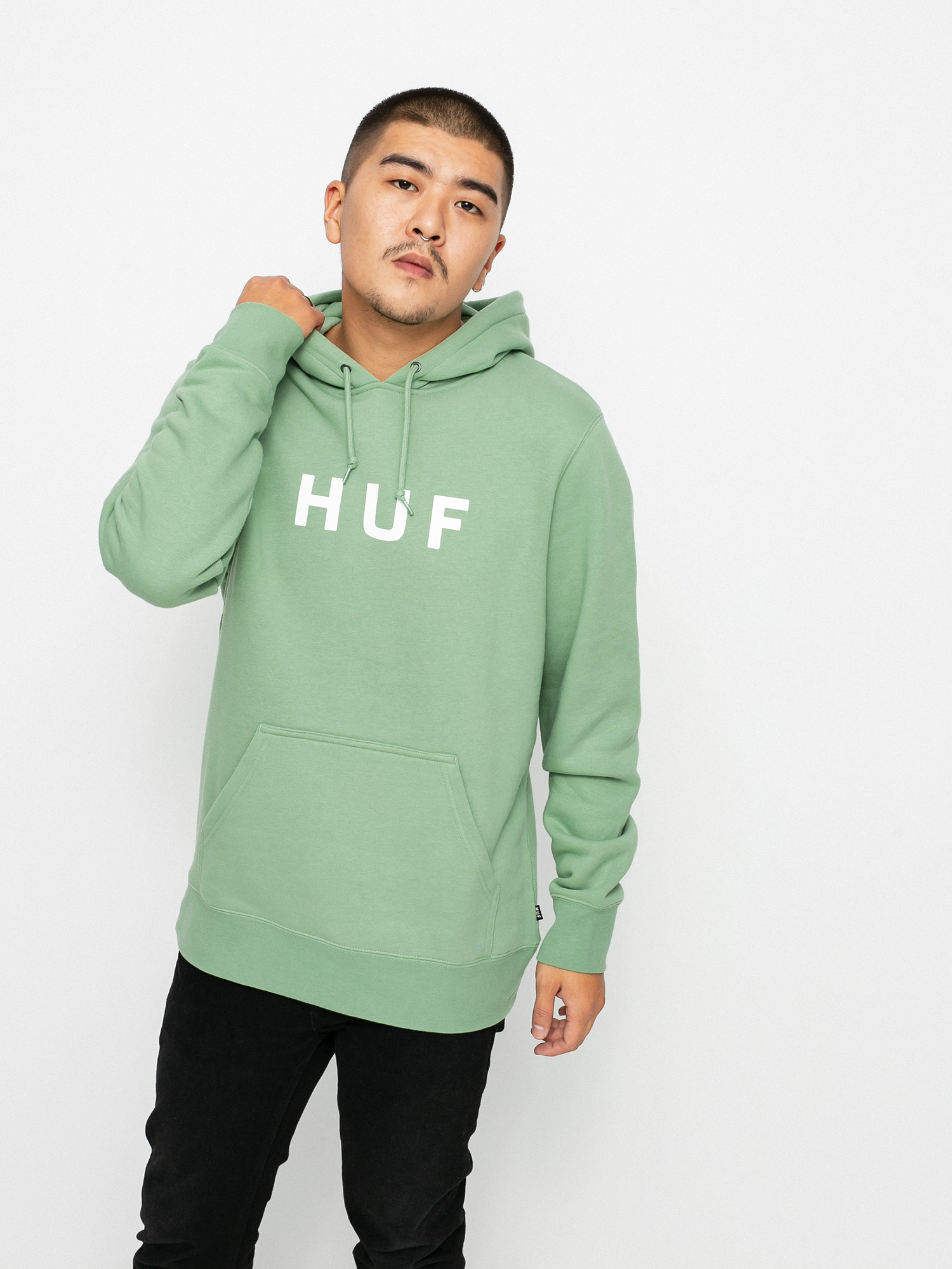 HUF Essentials OG Logo HD Hoodie - green (basil)