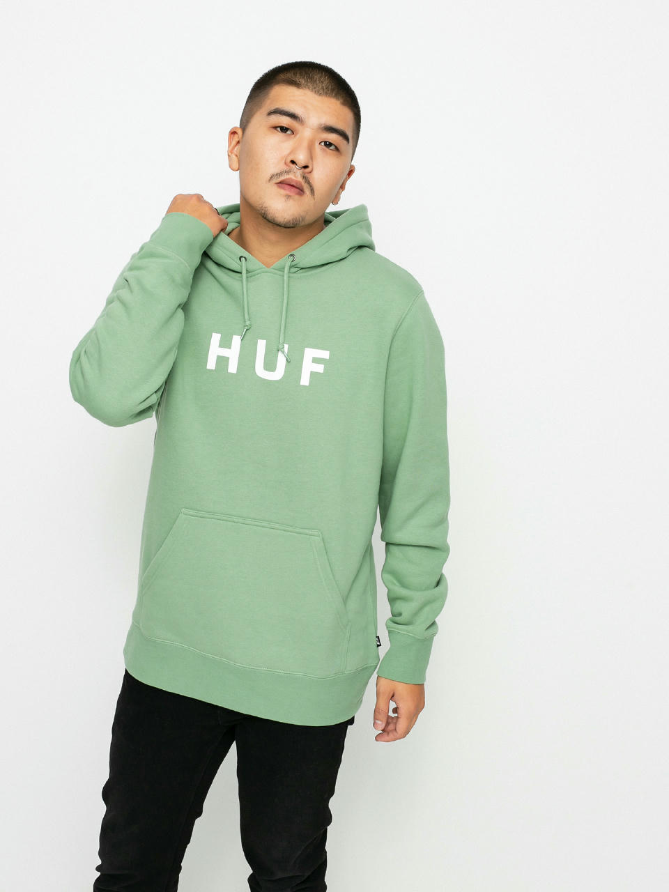 HUF Essentials OG Logo HD Hoodie (basil)