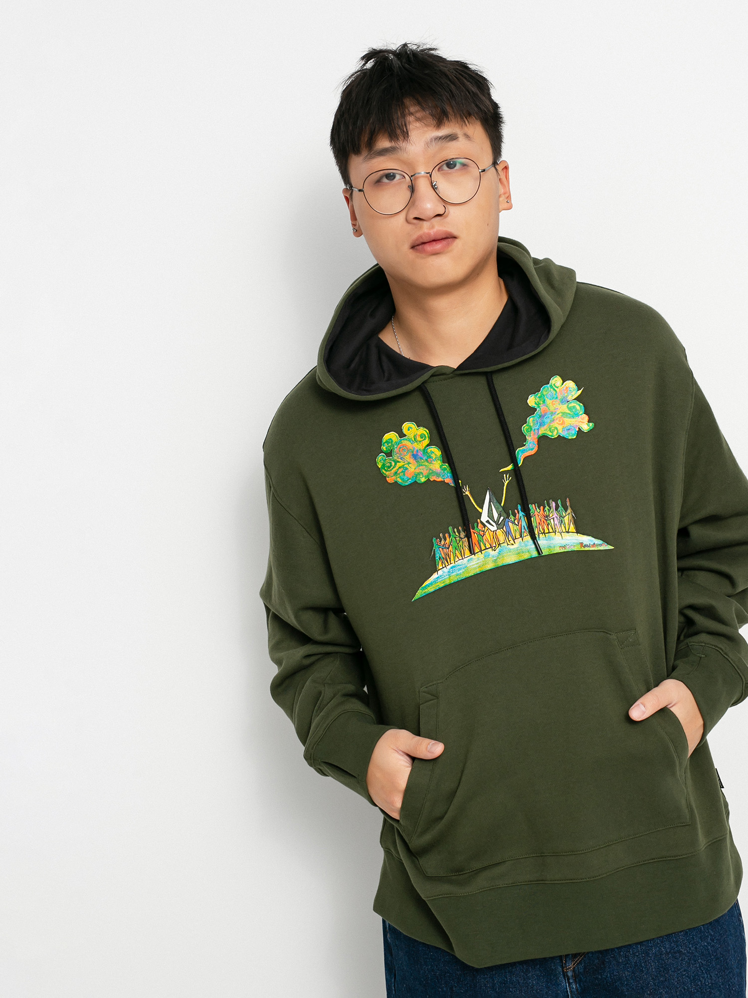 green volcom hoodie