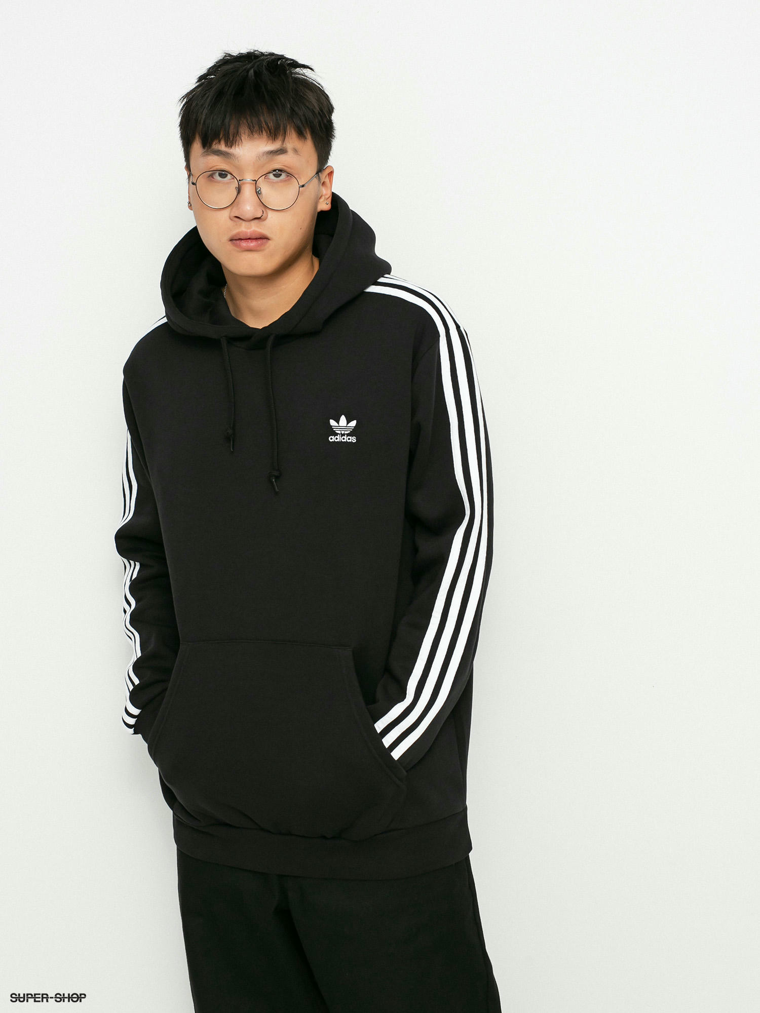 adidas originals 3 stripe pullover hoodie