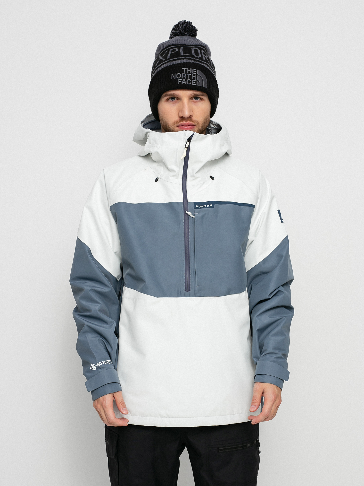 Mens Burton Gore Tex Pillowline Anorak Snowboard jacket (stout white/folkstone gray)