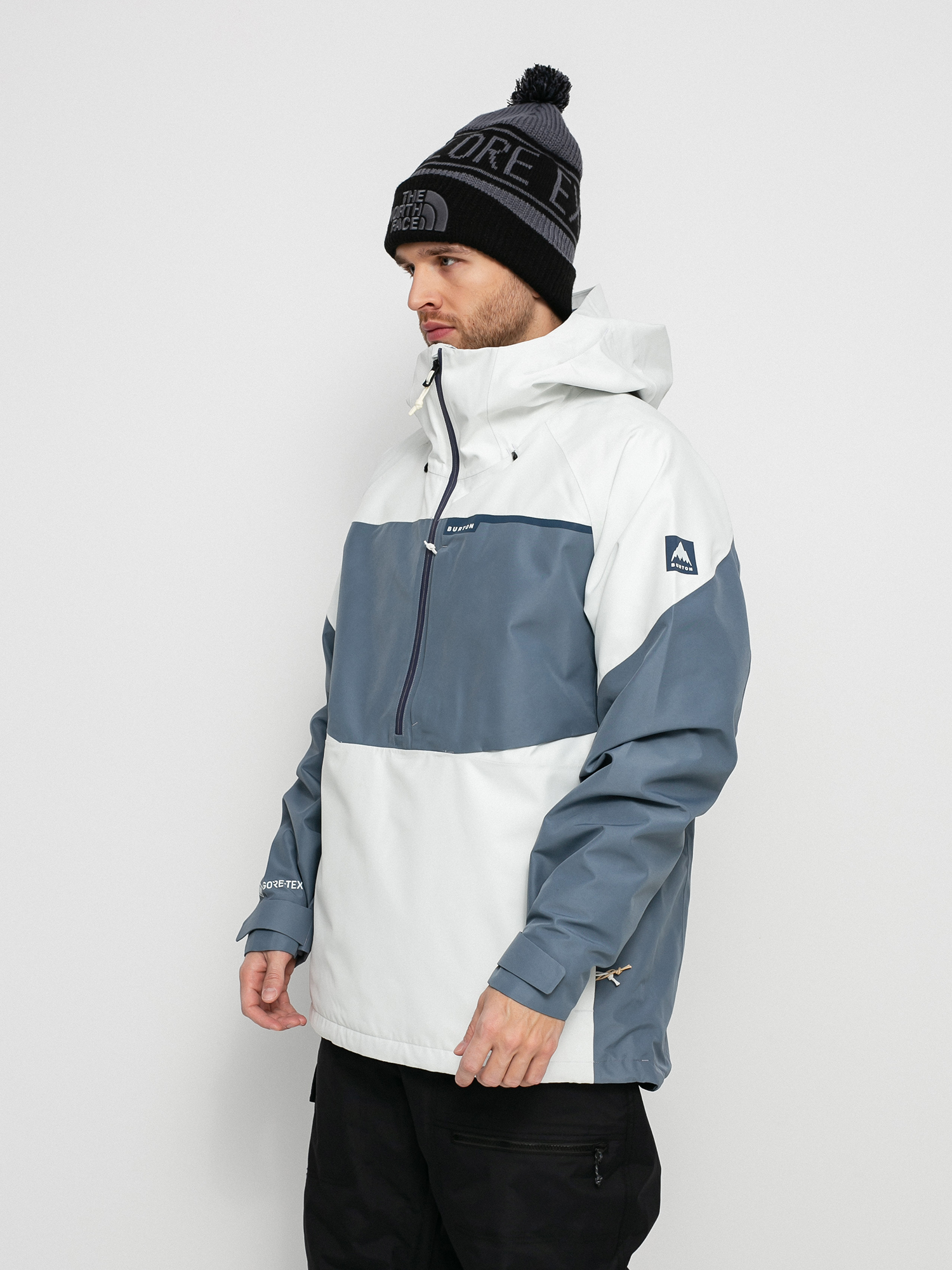 Mens Burton Gore Tex Pillowline Anorak Snowboard jacket (stout white/folkstone gray)