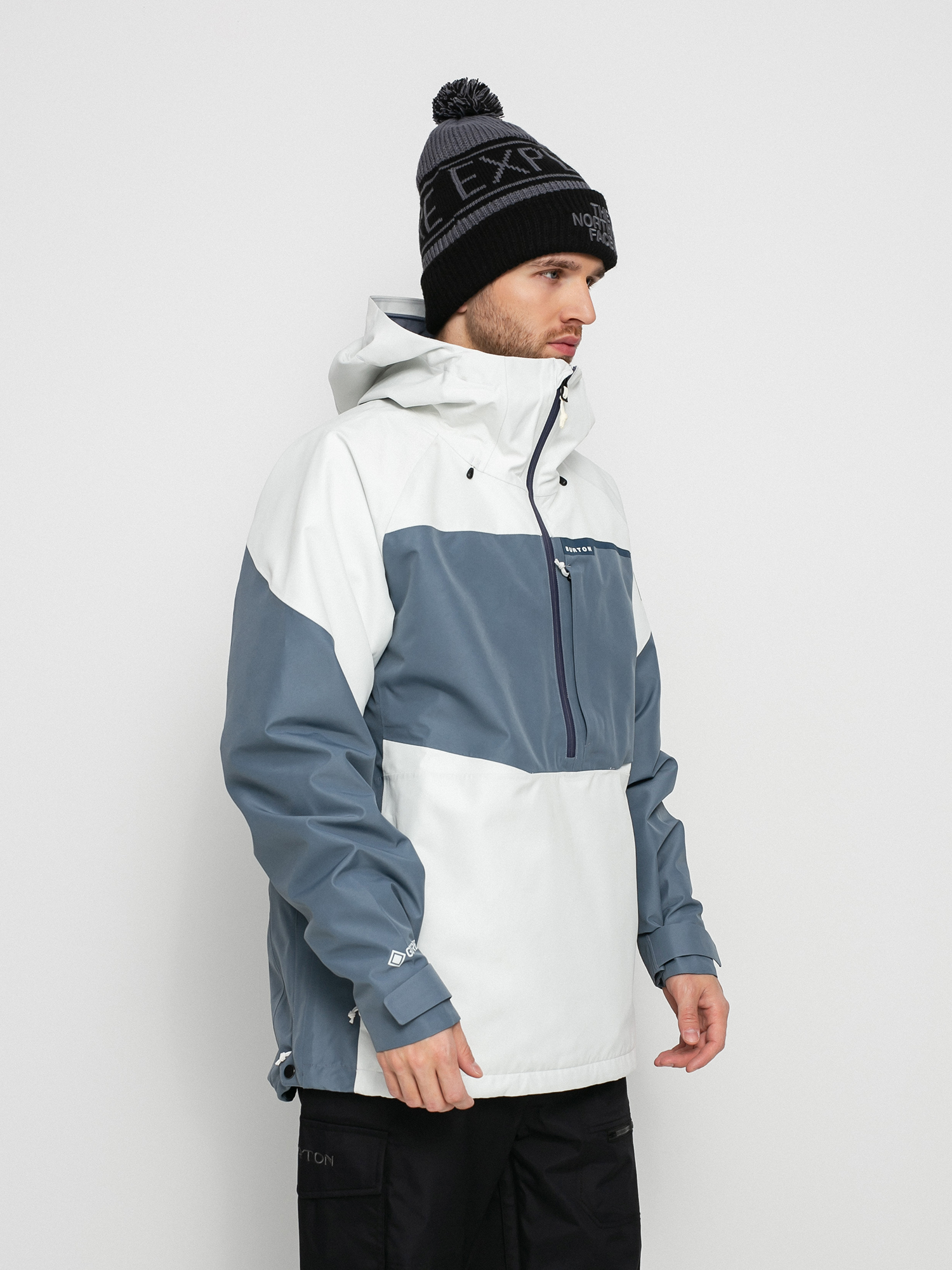 Mens Burton Gore Tex Pillowline Anorak Snowboard jacket (stout white/folkstone gray)
