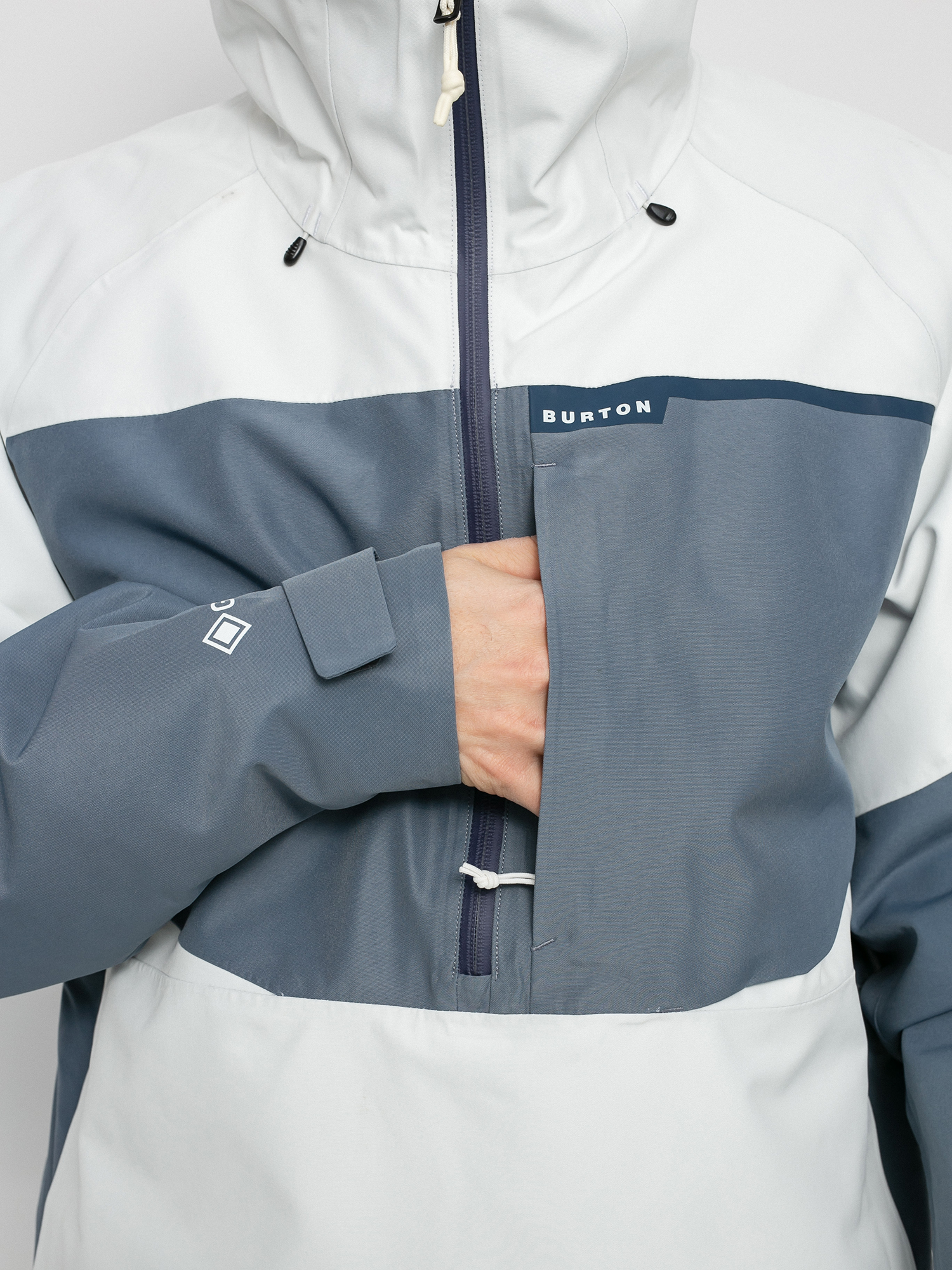 Mens Burton Gore Tex Pillowline Anorak Snowboard jacket (stout white/folkstone gray)
