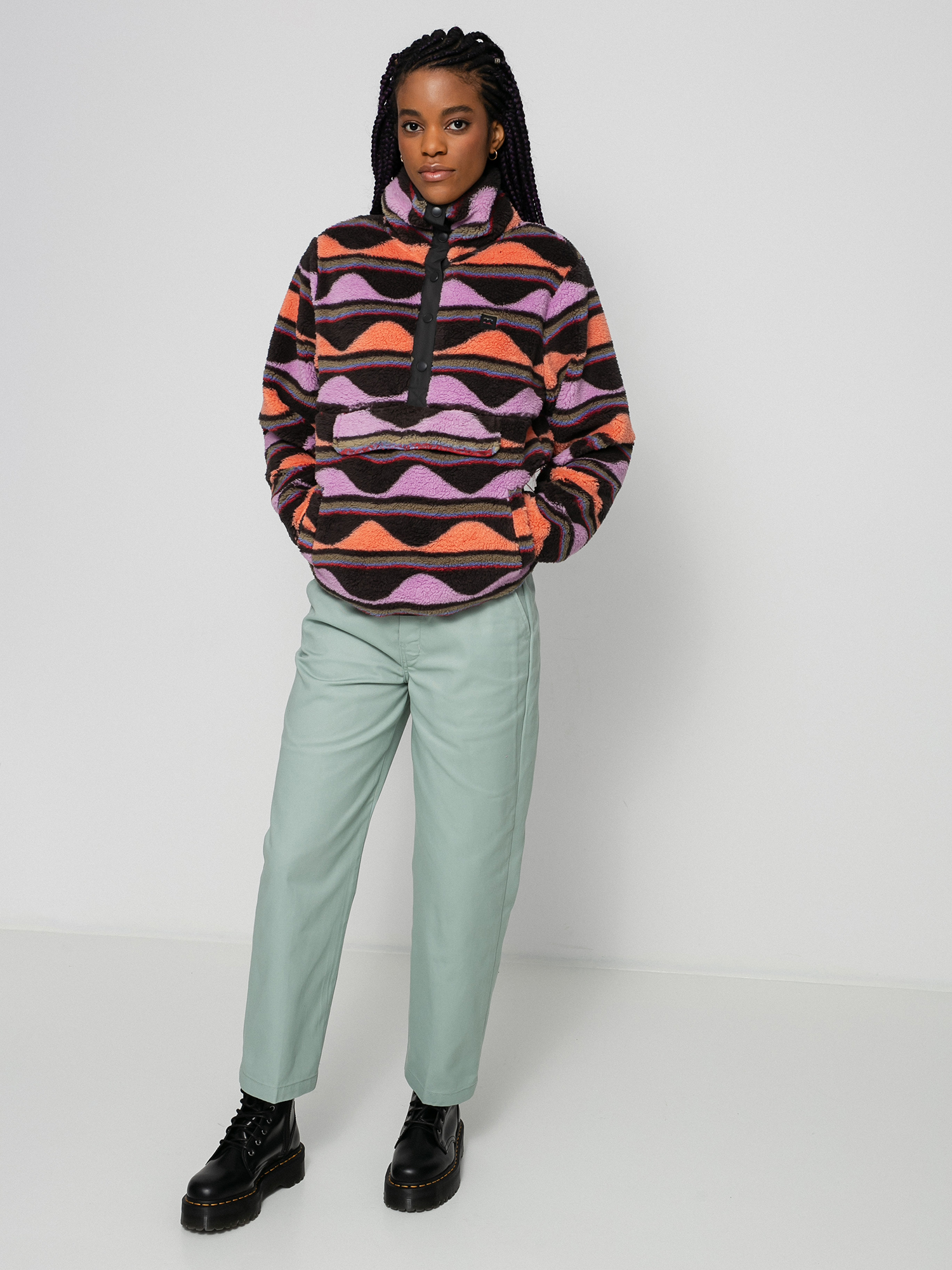 Womens Billabong Switchback Pullover Fleece (black multi)