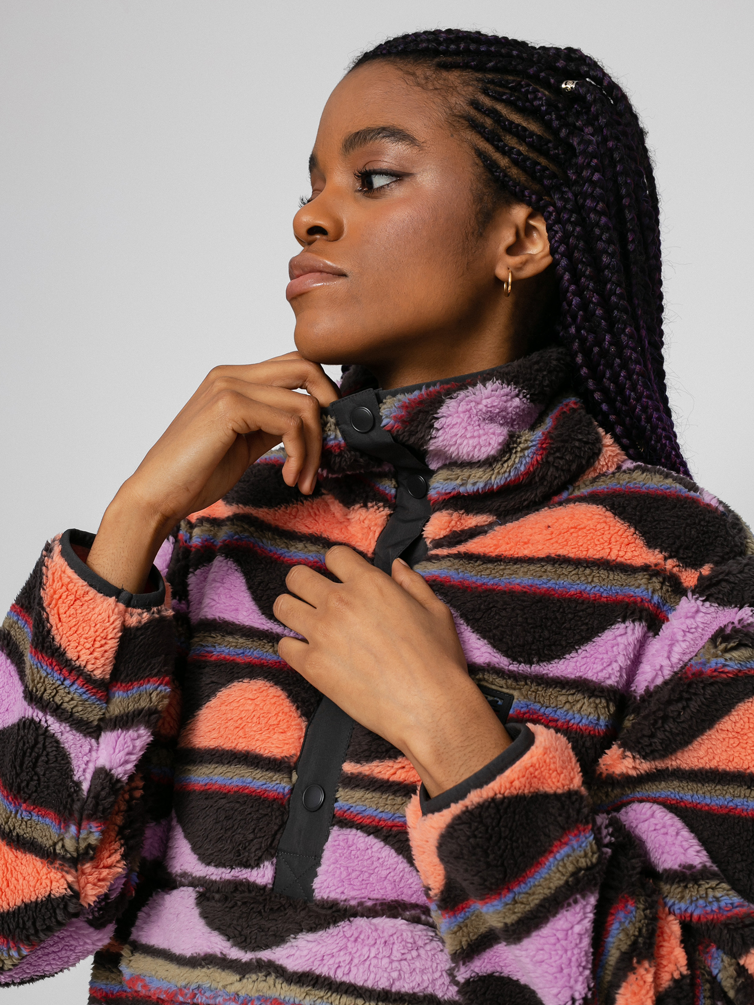 Womens Billabong Switchback Pullover Fleece (black multi)