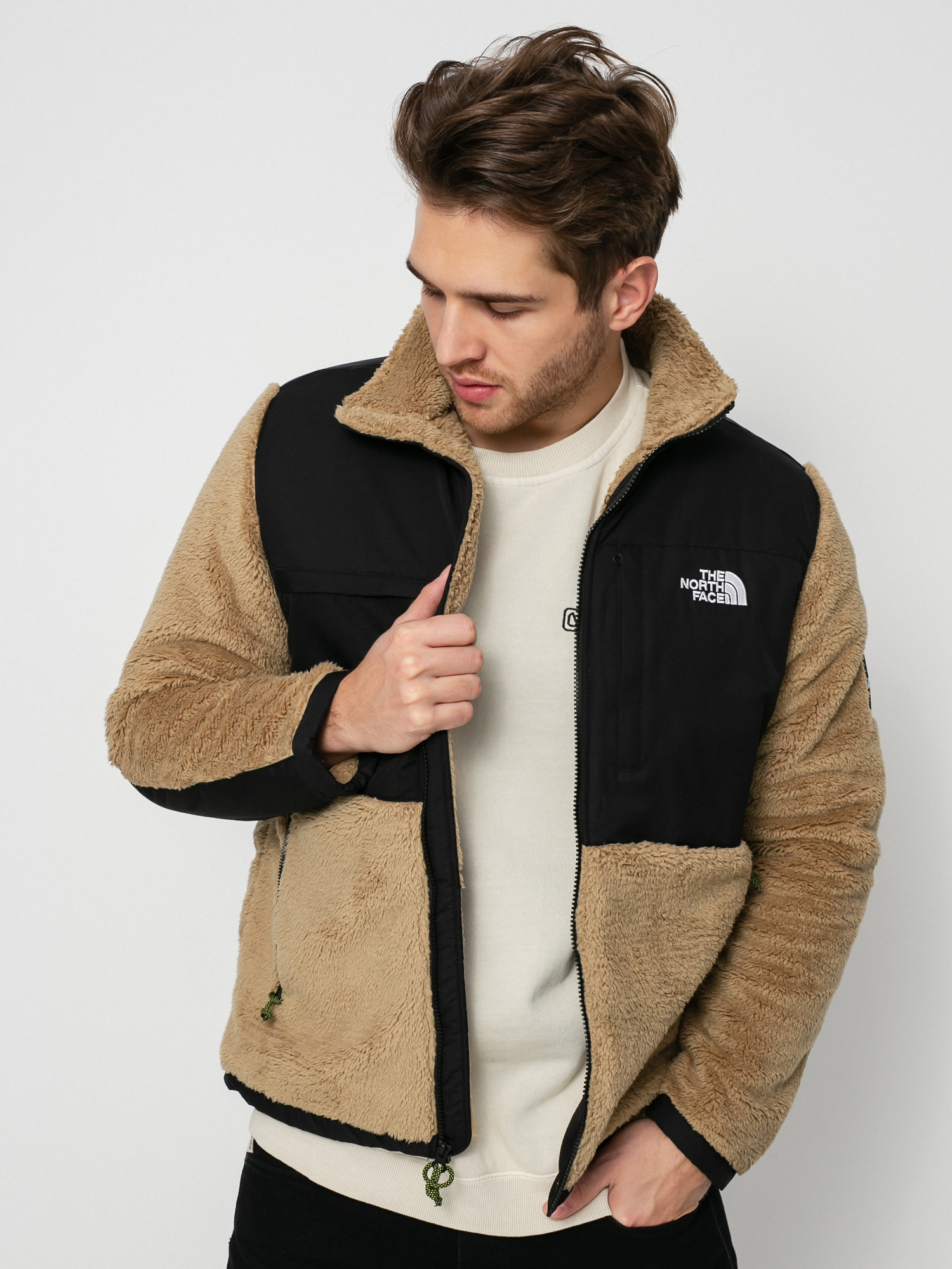 Mens The North Face Black Box Denali Sherpa Fleece  (kelp tan)