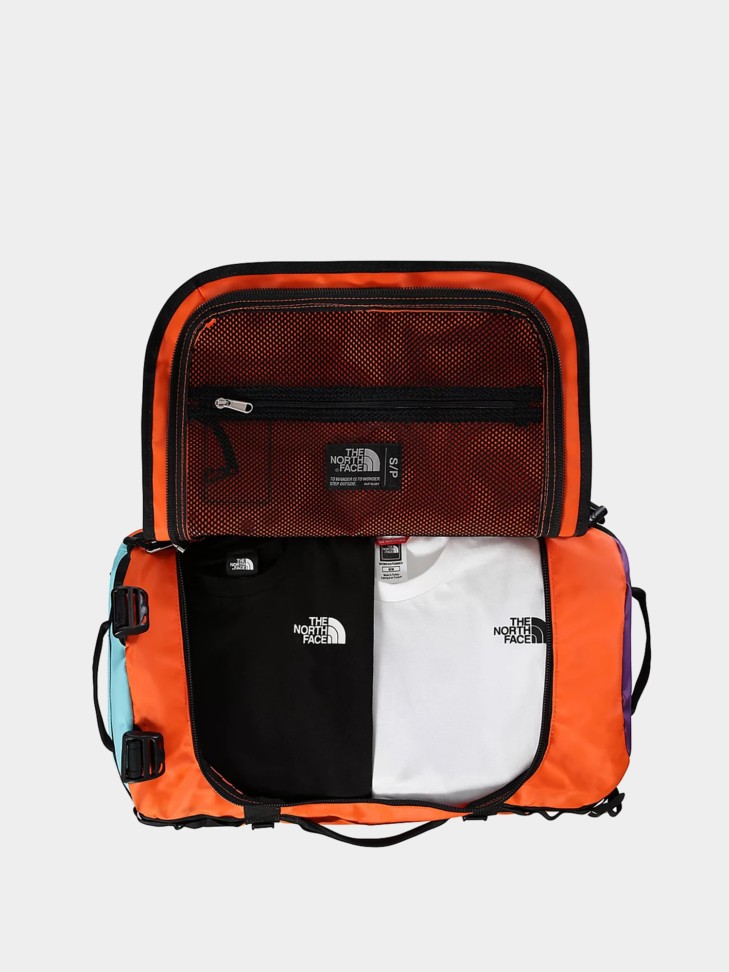 The North Face Base Camp Duffel S Bag (red orange/trans antracit blue)