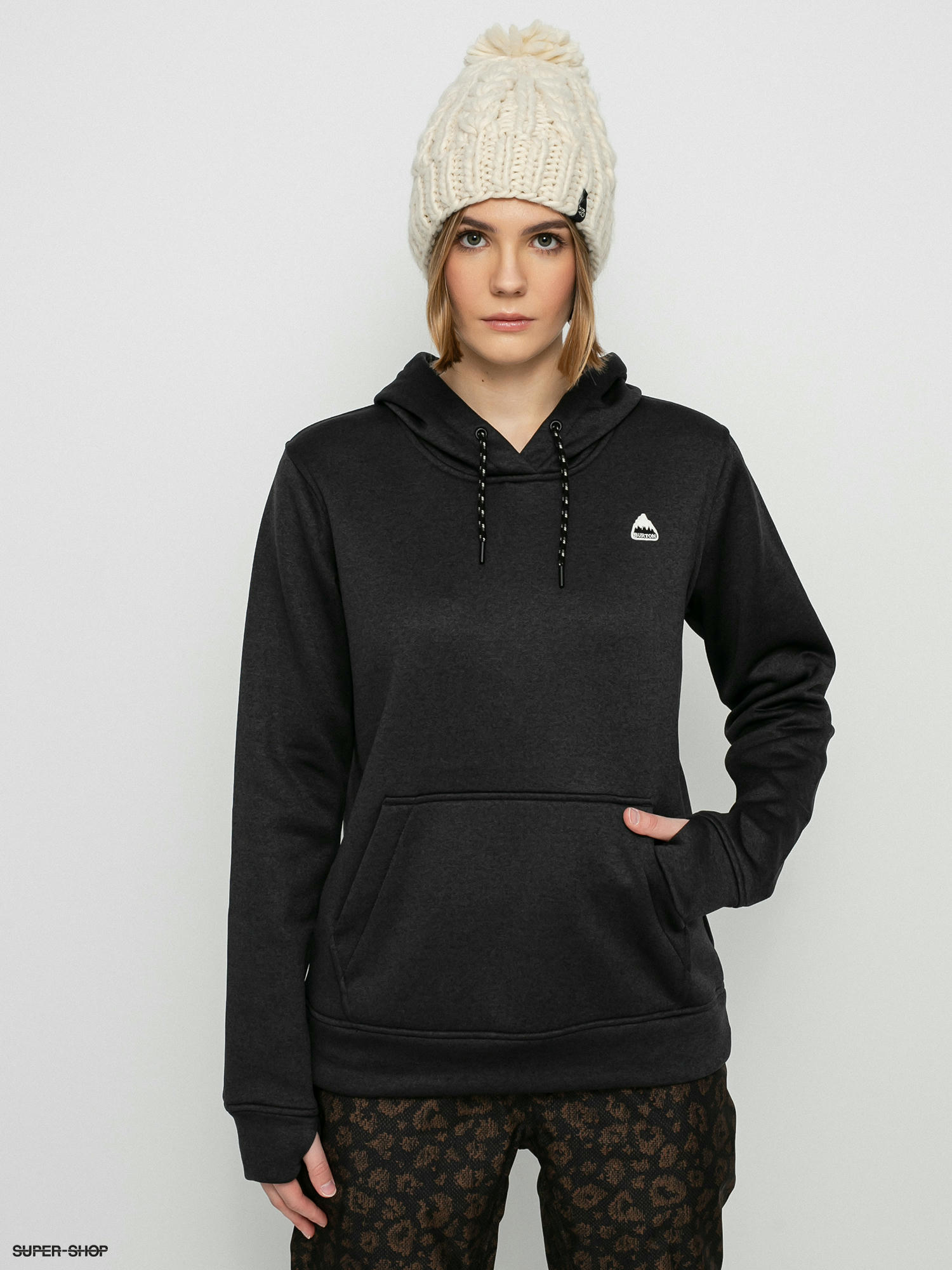 Womens Burton Oak HD Hoodie true black heather