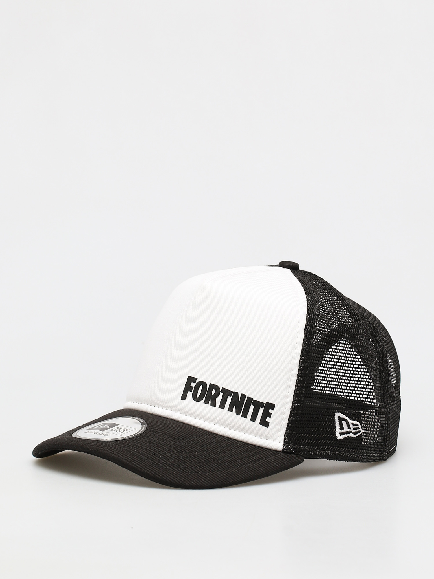 New Era Fortnite Wordmark Trucker Cap (white/black)