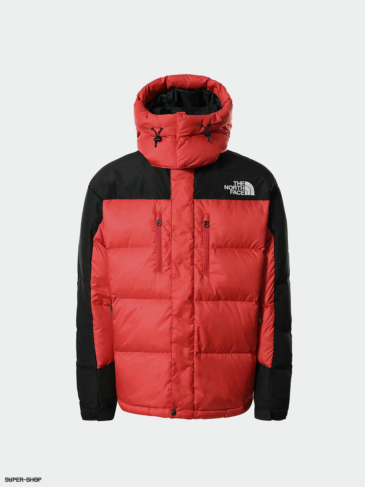 north face black and red puffer jacket