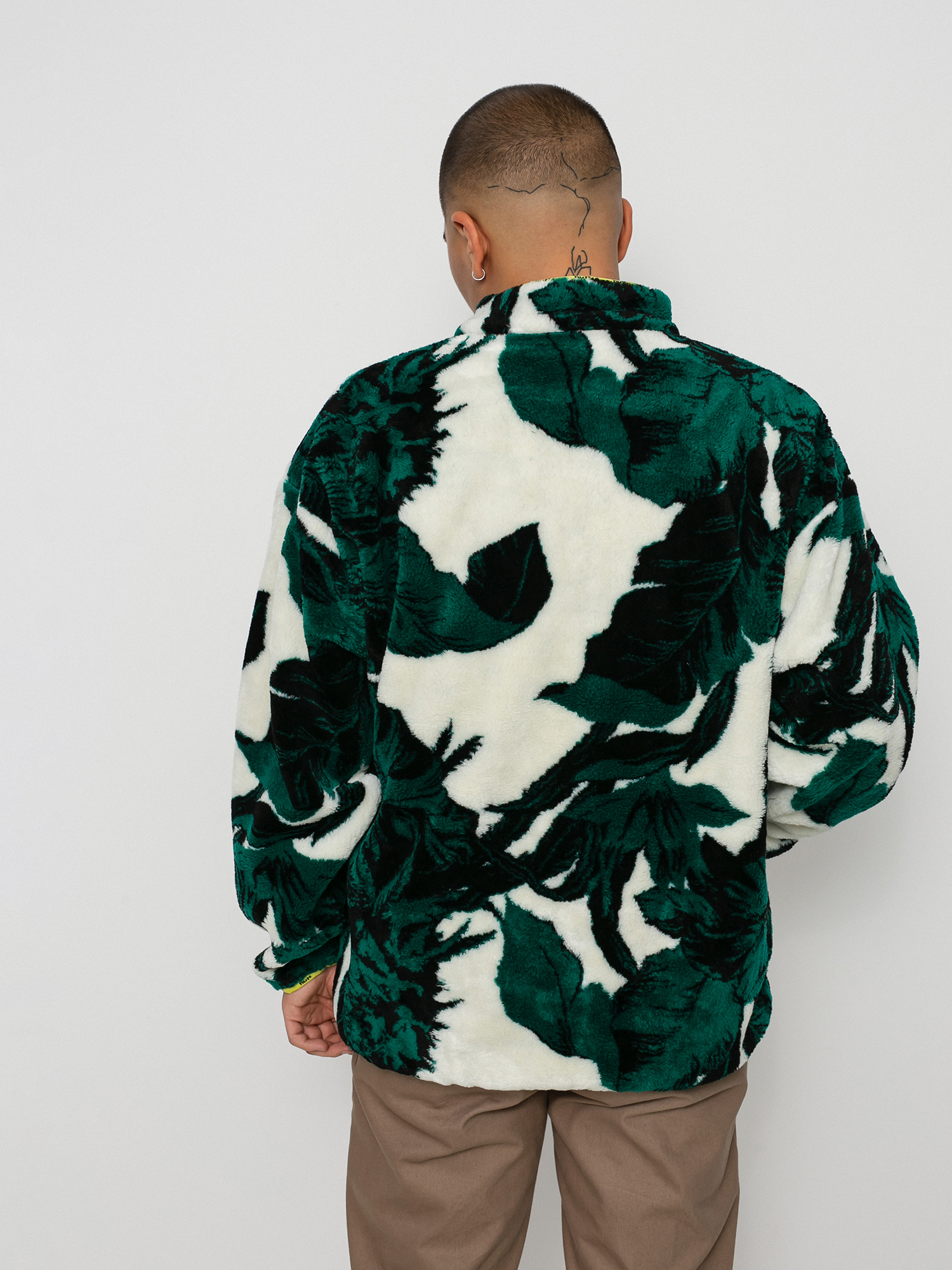 HUF Sativa Floral Sherpa Fleece - beige, green (natural)
