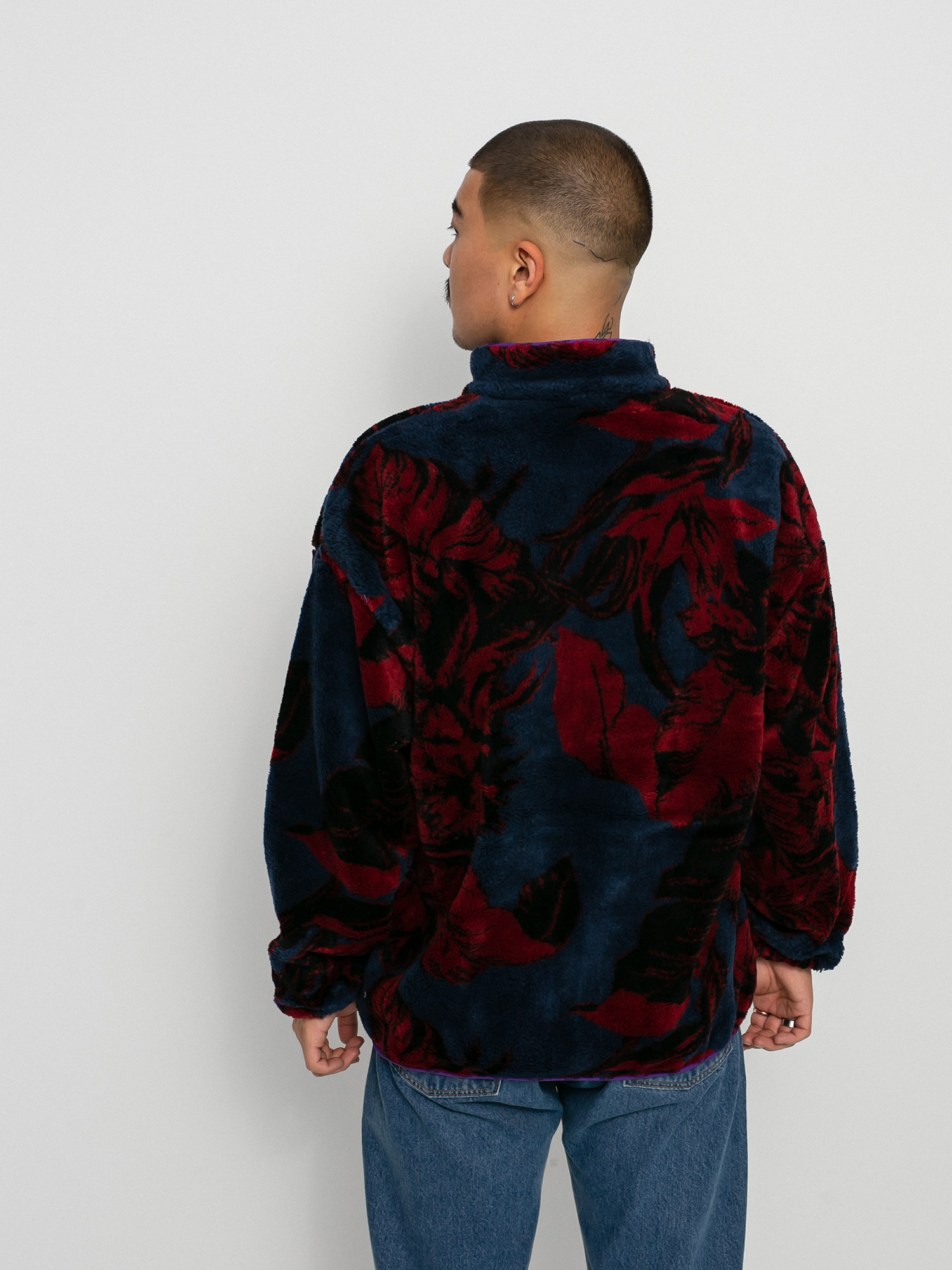 HUF Sativa Floral Sherpa Fleece - navy blue (navy blazer)