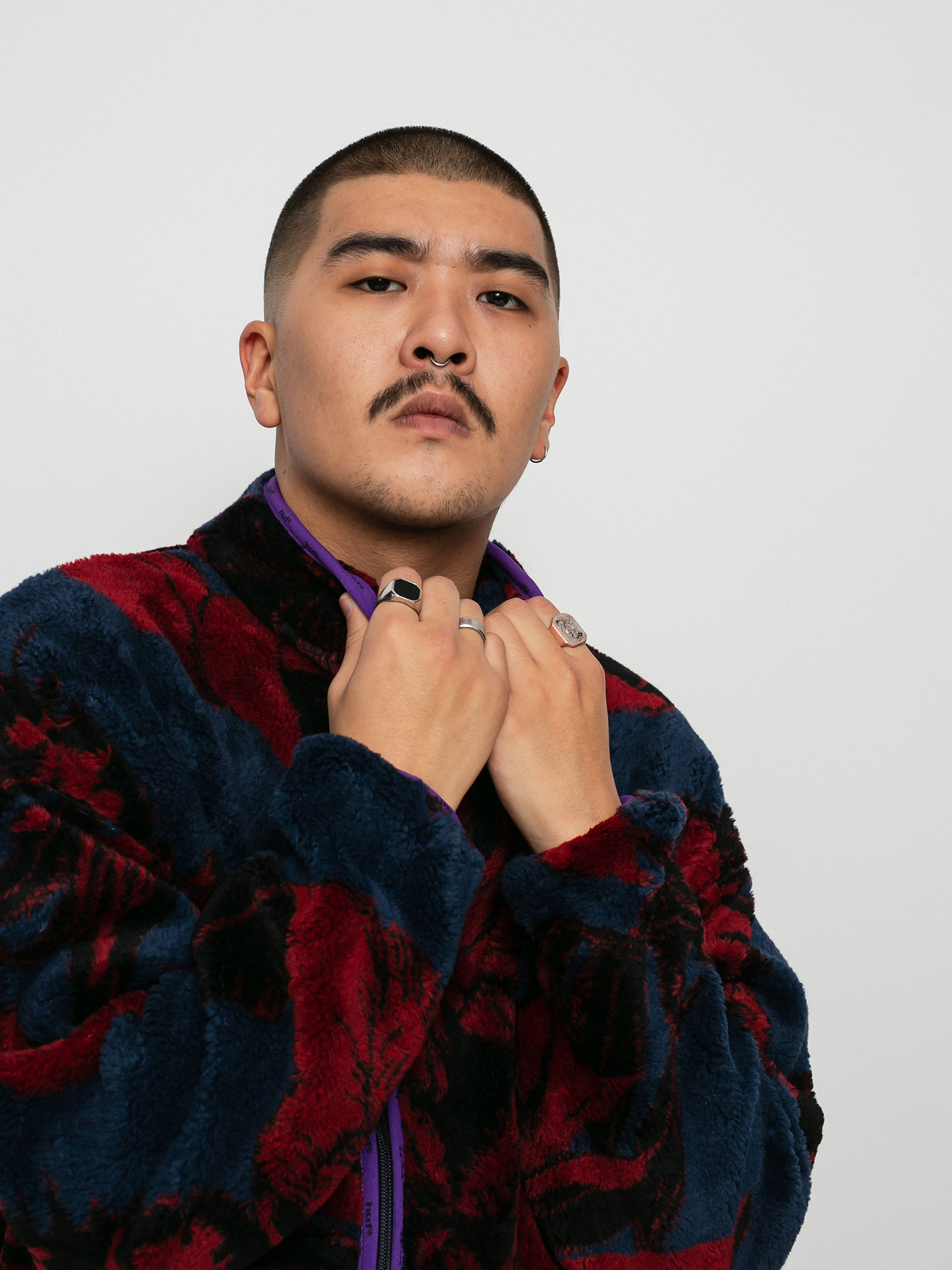 HUF Sativa Floral Sherpa Fleece - navy blue (navy blazer)