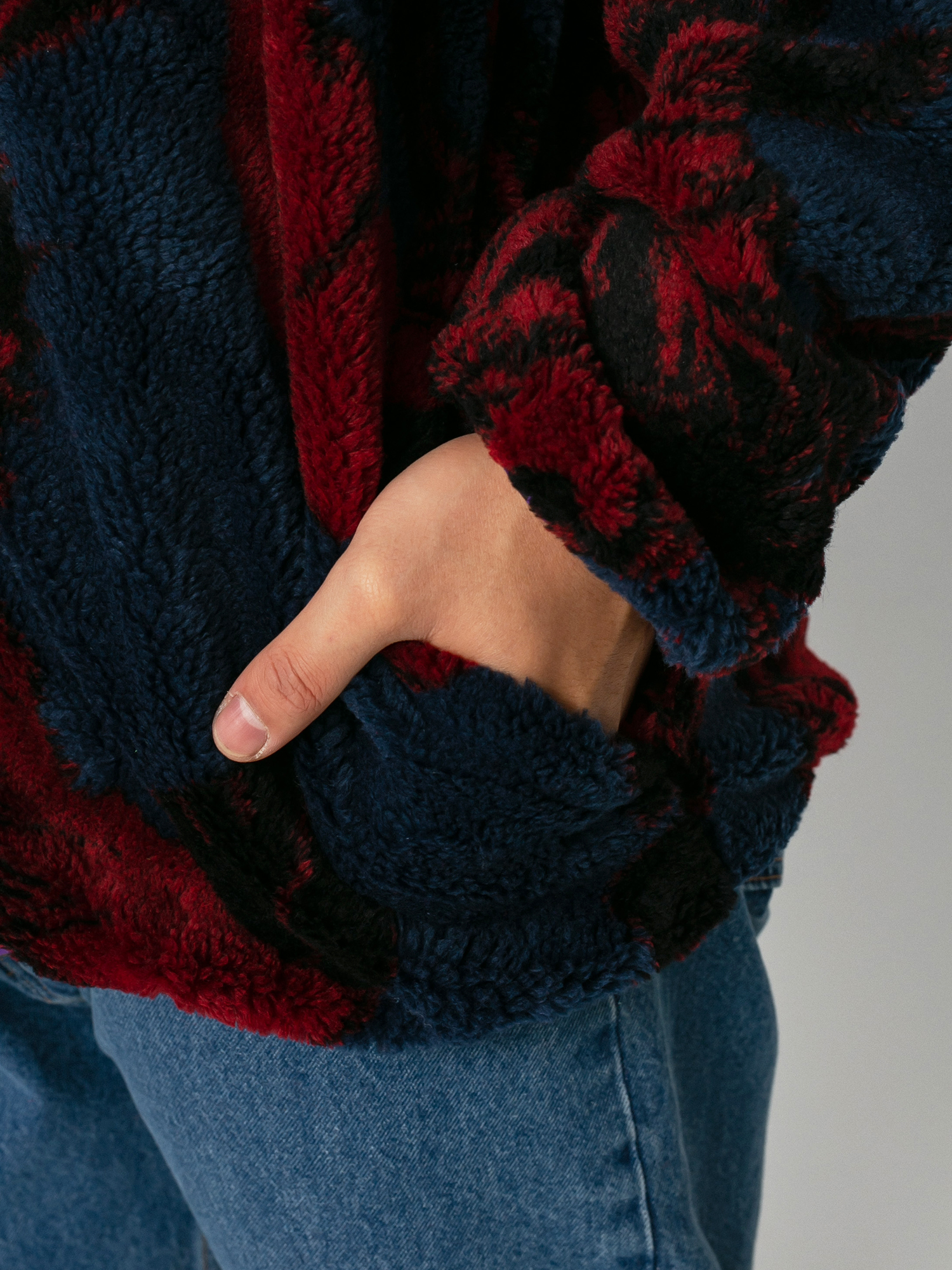 HUF Sativa Floral Sherpa Fleece - navy blue (navy blazer)