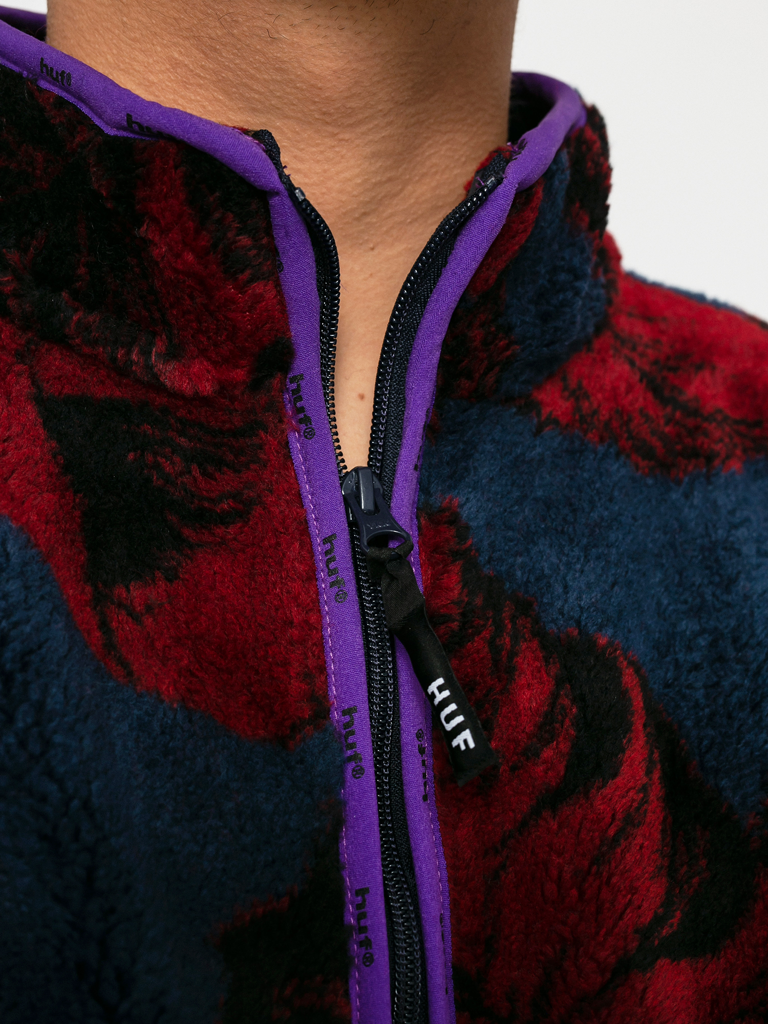 HUF Sativa Floral Sherpa Fleece - navy blue (navy blazer)