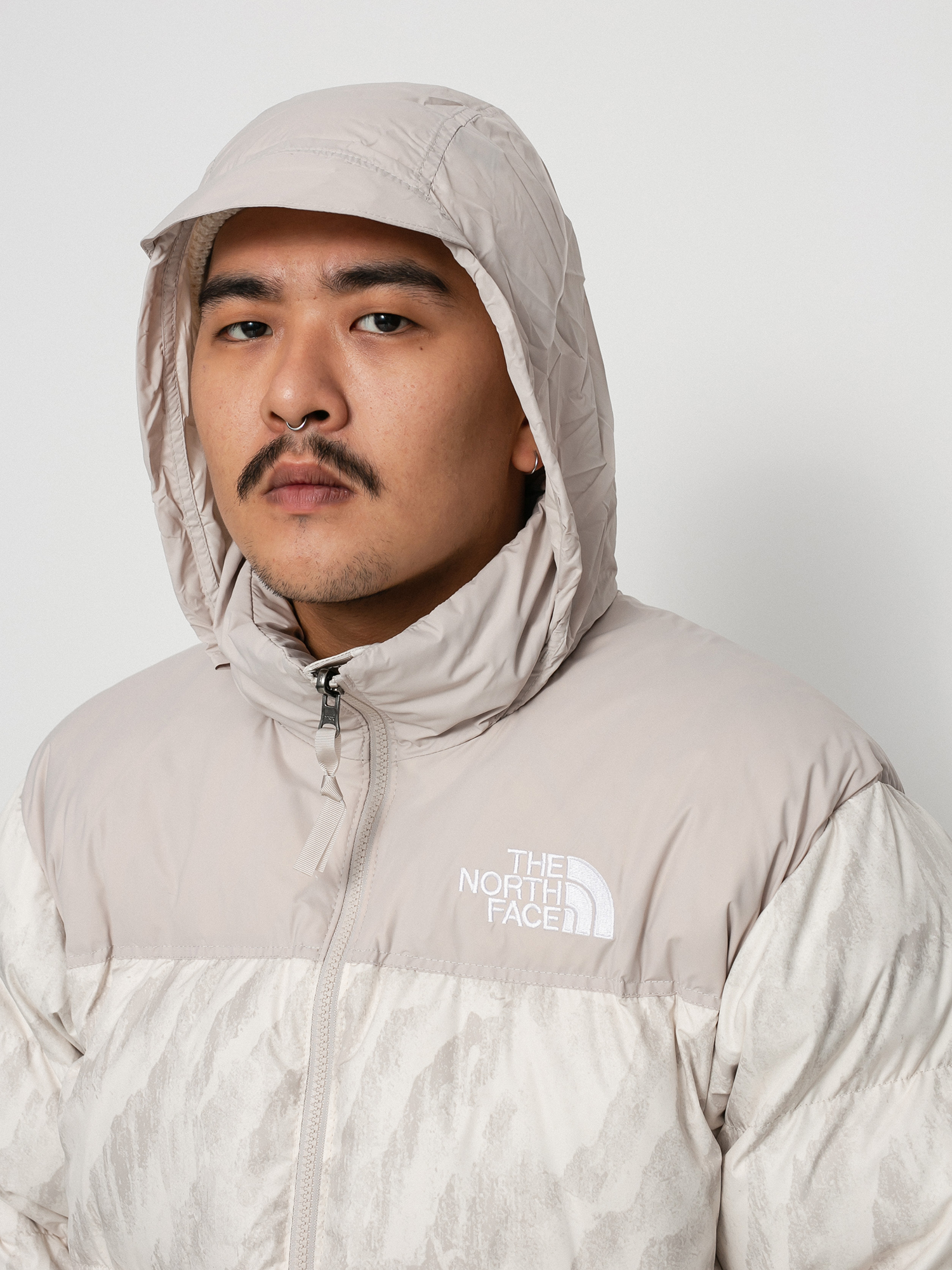 The North Face 1996 Retro Nuptse Jacket (silver grey wooden tiger print)