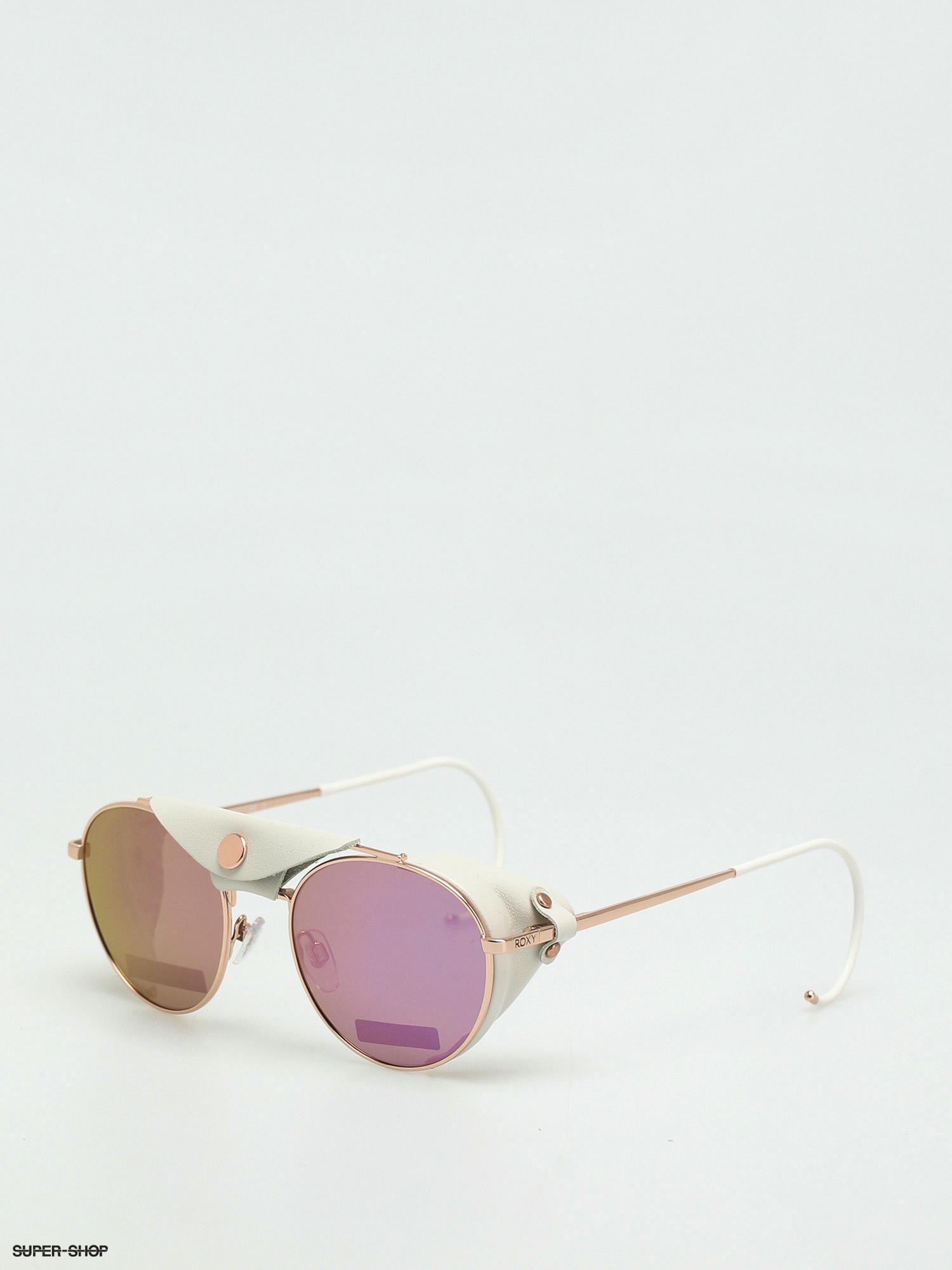 (shiny Wmn white) Roxy rosegold Blizzard Sunglasses