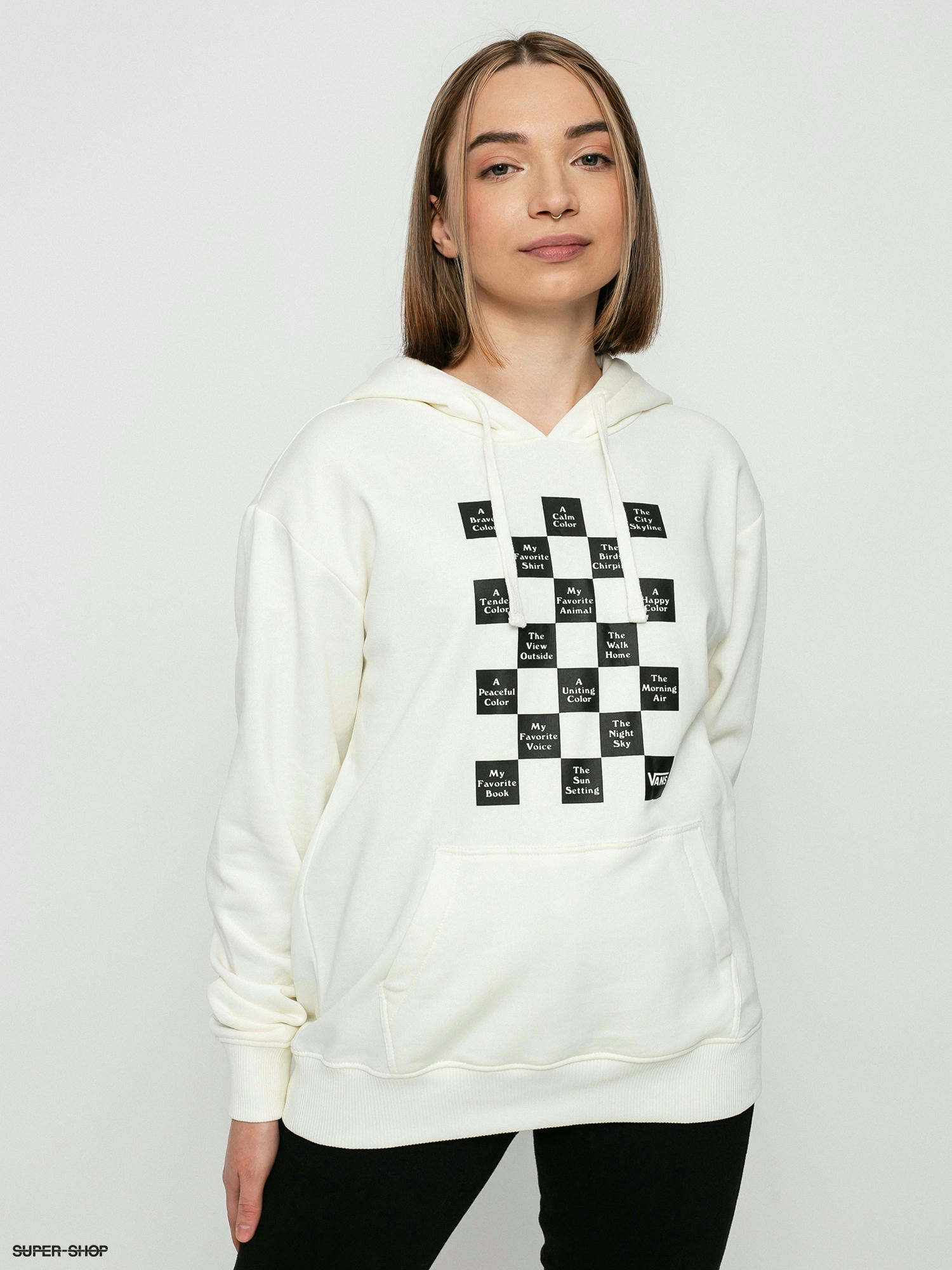 Checkered black and white hoodie best sale