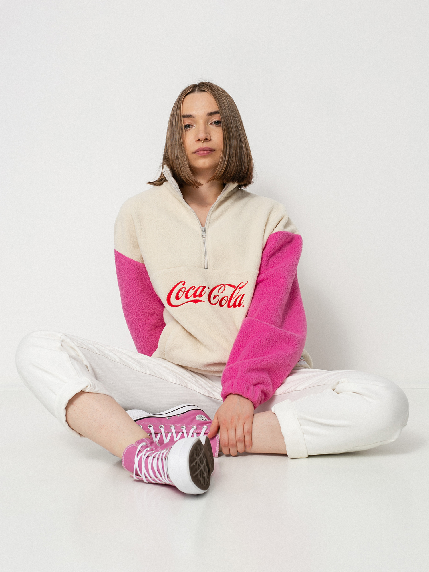 Local Heroes Coca Cola Zip Up Sweatshirt Wmn (beige/pink)