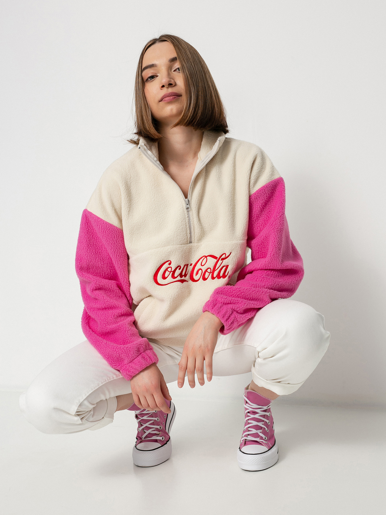 Local Heroes Coca Cola Zip Up Sweatshirt Wmn (beige/pink)