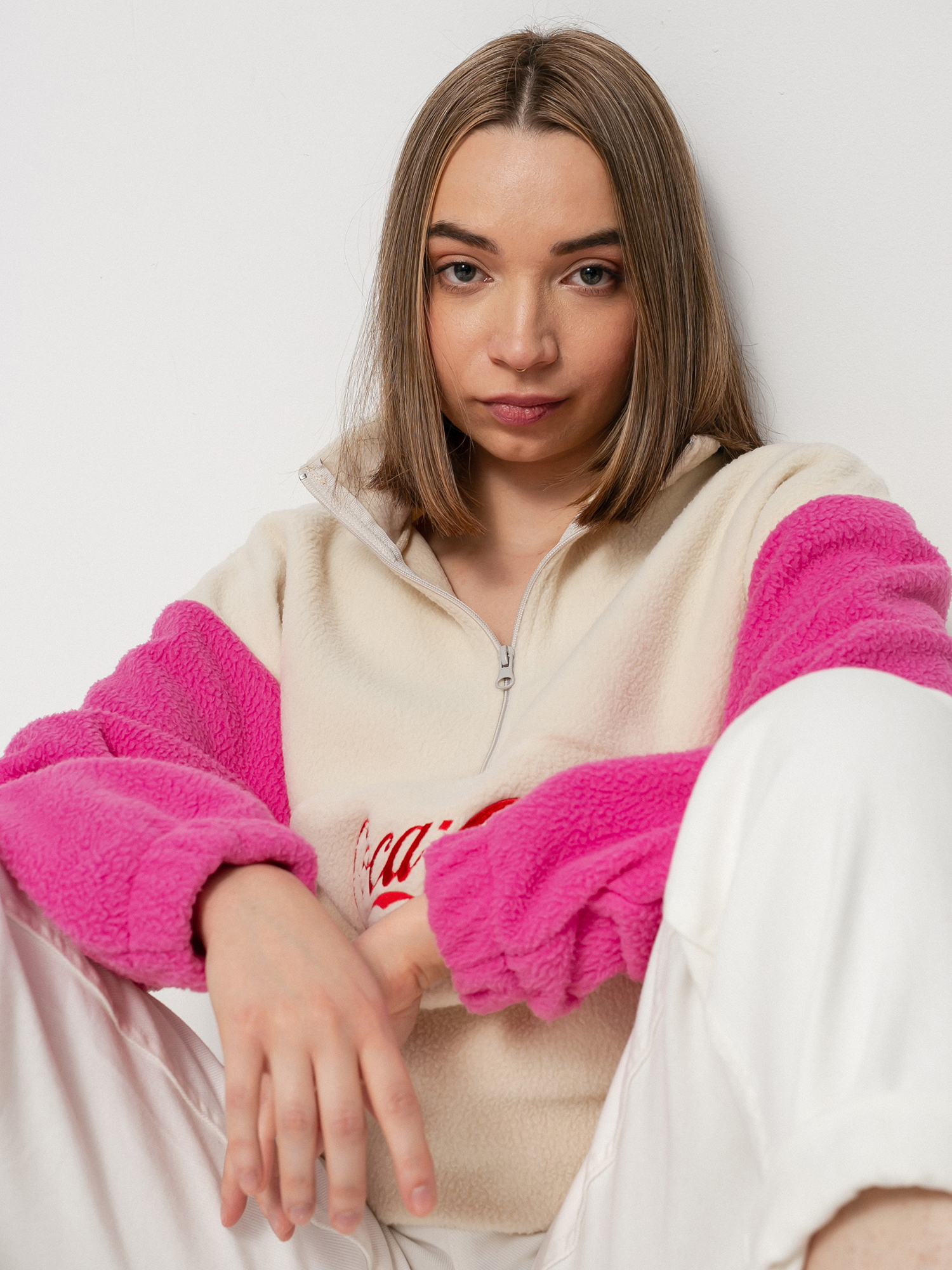 Local Heroes Coca Cola Zip Up Sweatshirt Wmn (beige/pink)