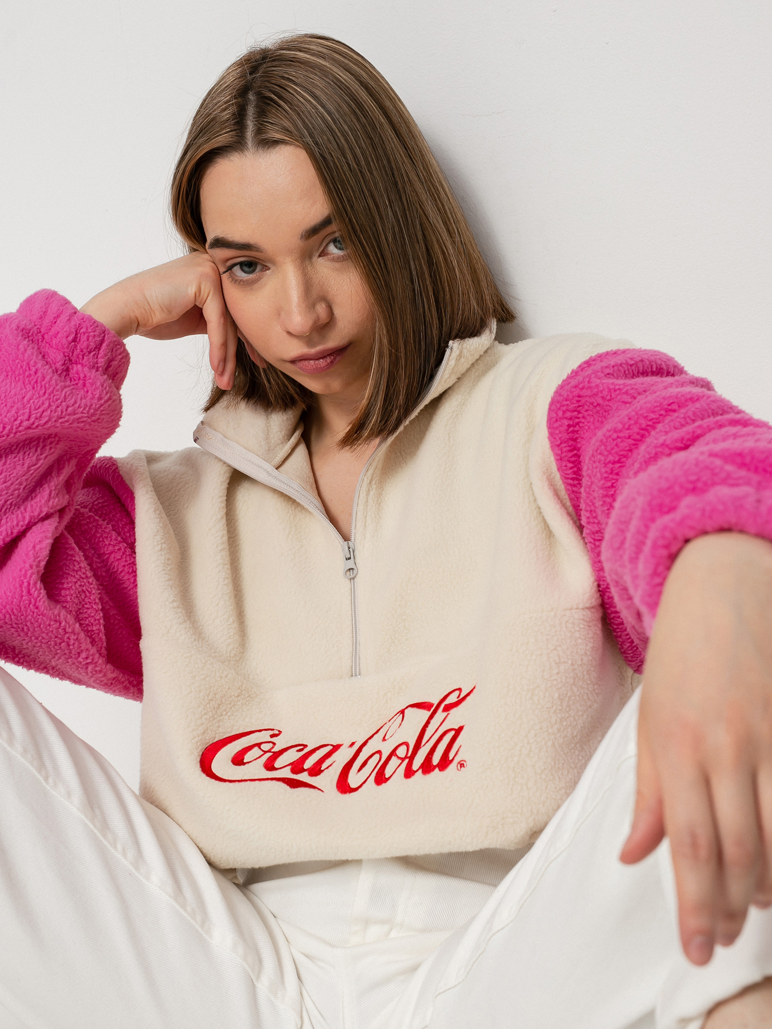 Local Heroes Coca Cola Zip Up Sweatshirt Wmn (beige/pink)