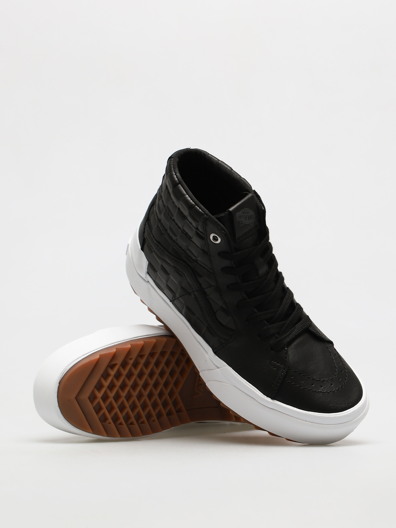 Vans Sk8 Hi Stacked Shoes (emboss check/black/true white)