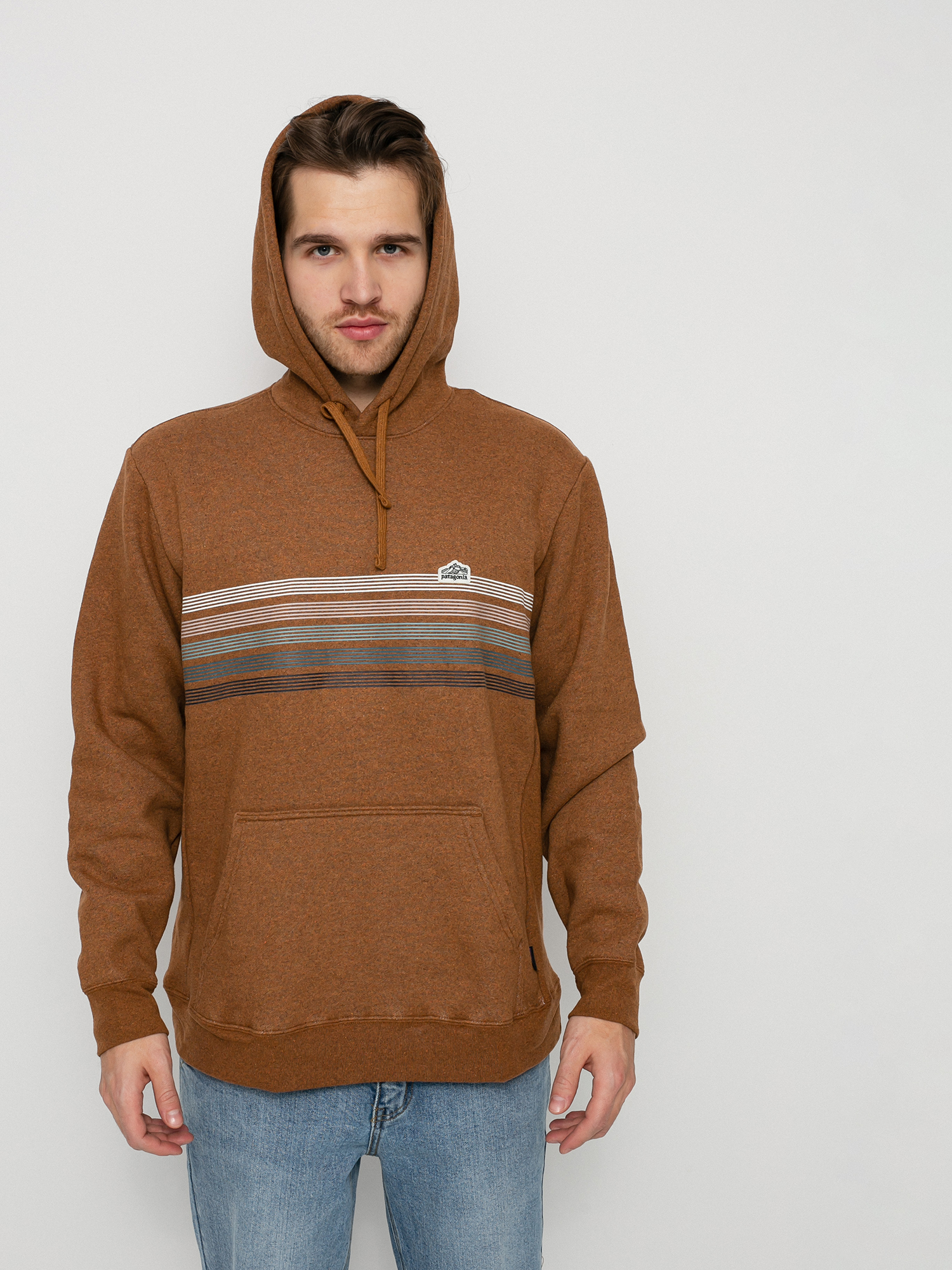 Patagonia Line Logo Ridge Stripe Uprisal HD Hoodie (bear brown)