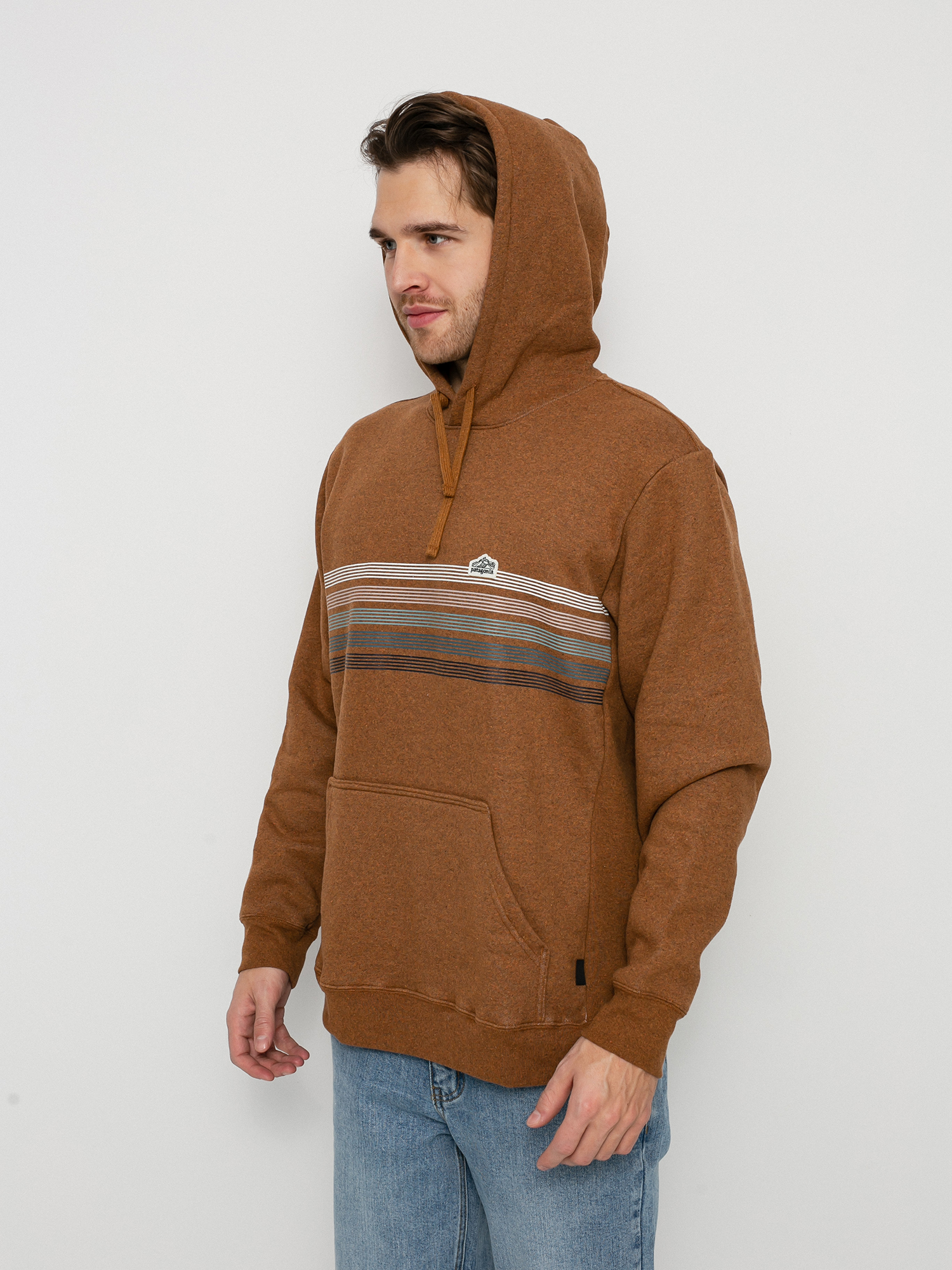 Patagonia Line Logo Ridge Stripe Uprisal HD Hoodie (bear brown)