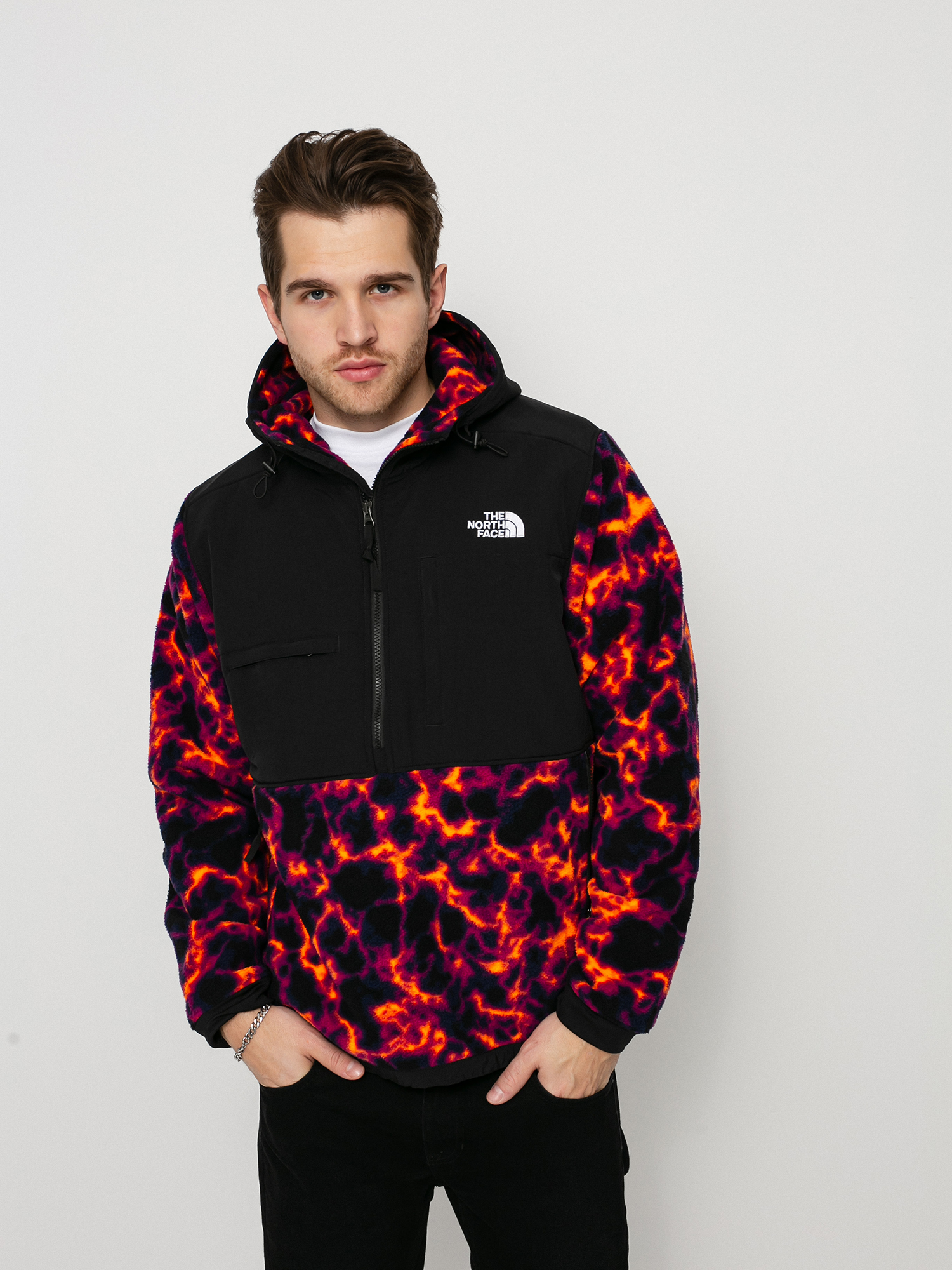 Mens The North Face Printed Denali 2 Anorak Fleece  (tnf black marblecamoprint)