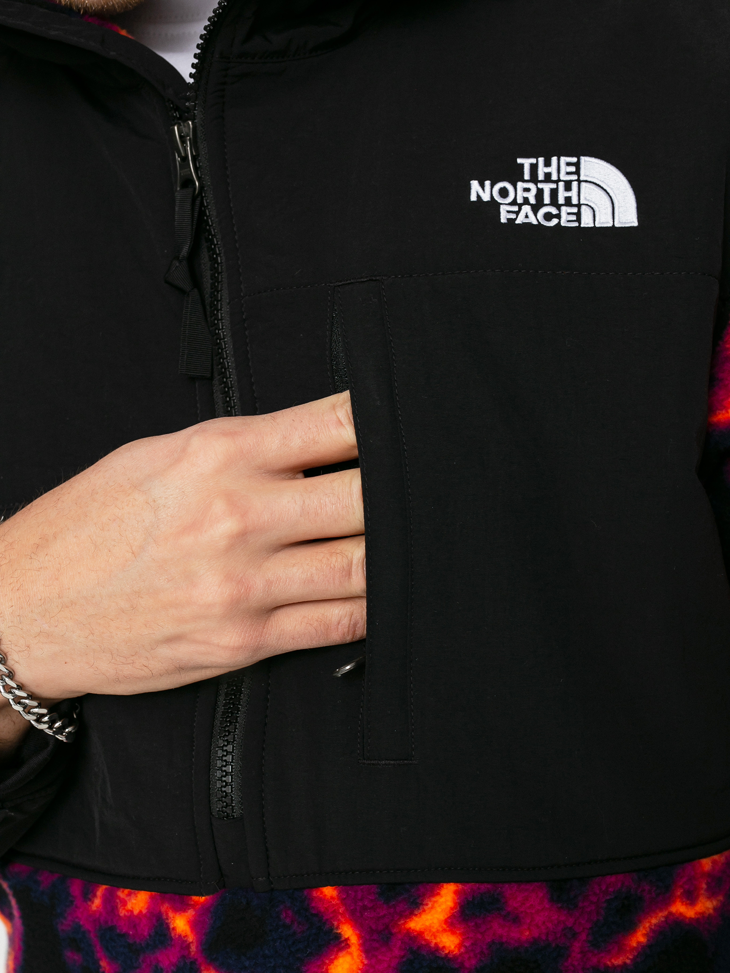 Mens The North Face Printed Denali 2 Anorak Fleece  (tnf black marblecamoprint)