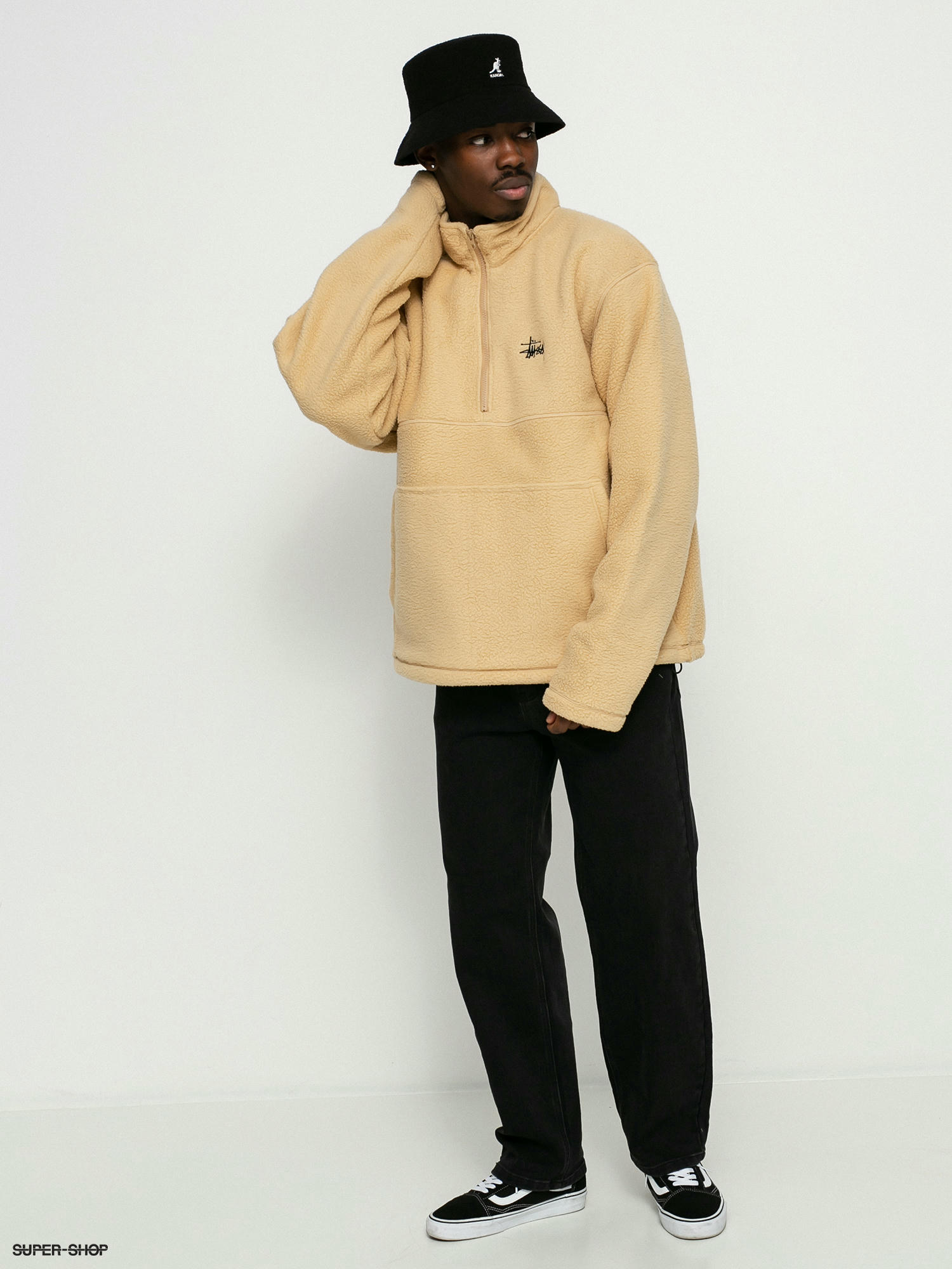 Stussy Half Zip Mock Neck Fleece (beige)