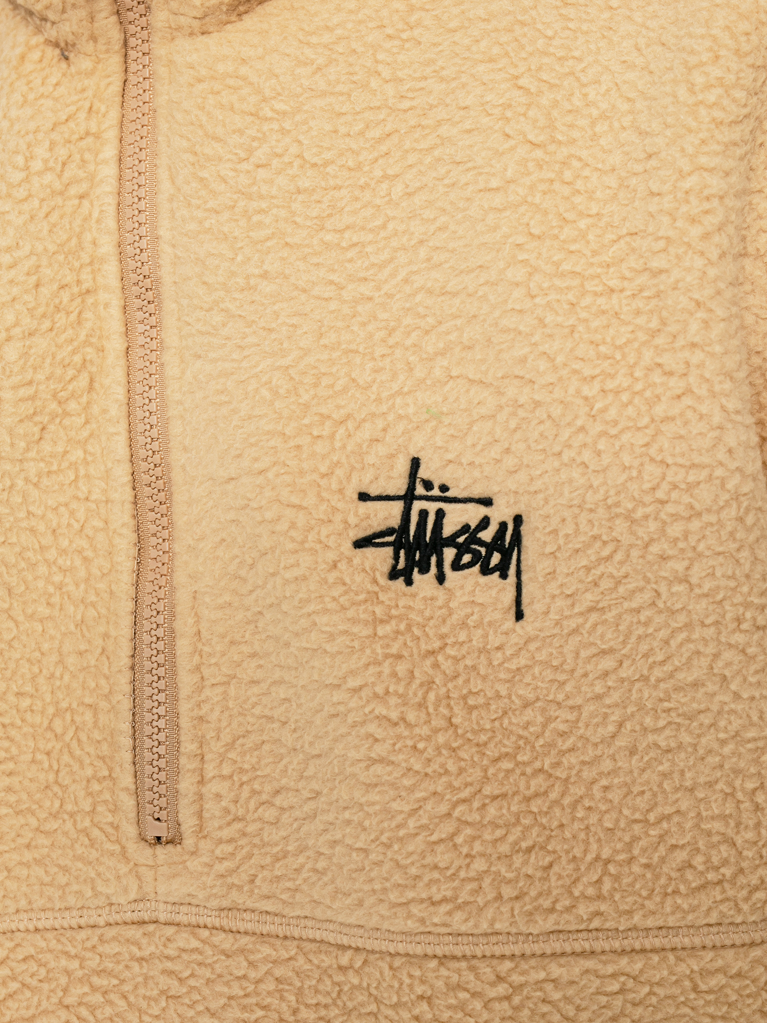 Mens Stussy Half Zip Mock Neck Fleece (beige)