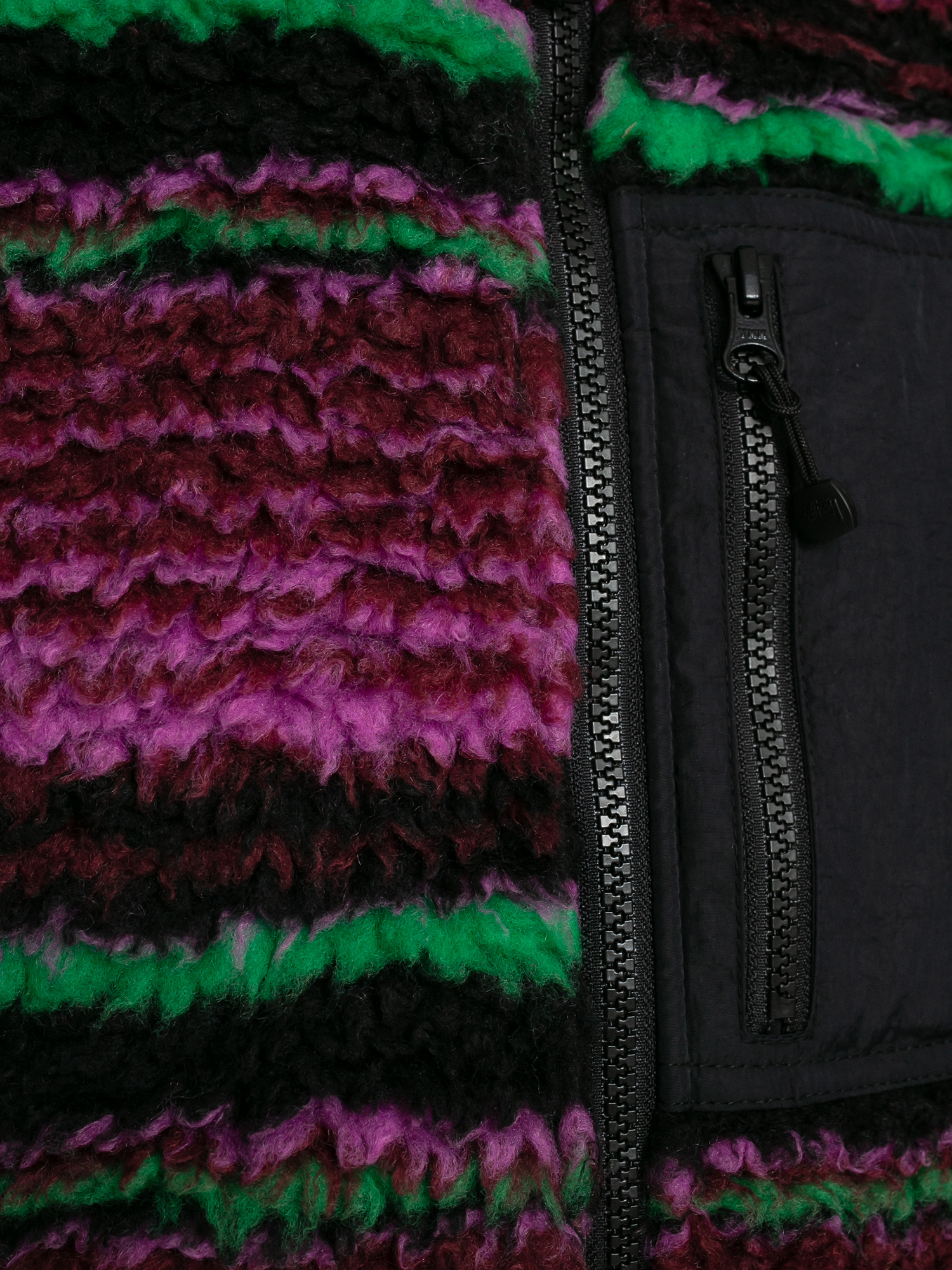 Stussy Striped Sherpa Weste (grape)