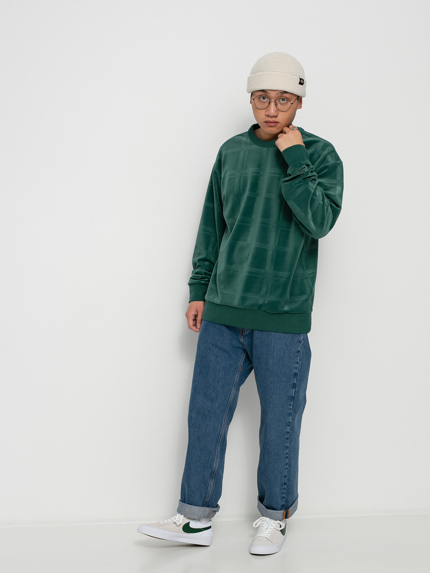 Nike SB Plaid Crew Sweater (noble green/noble green)