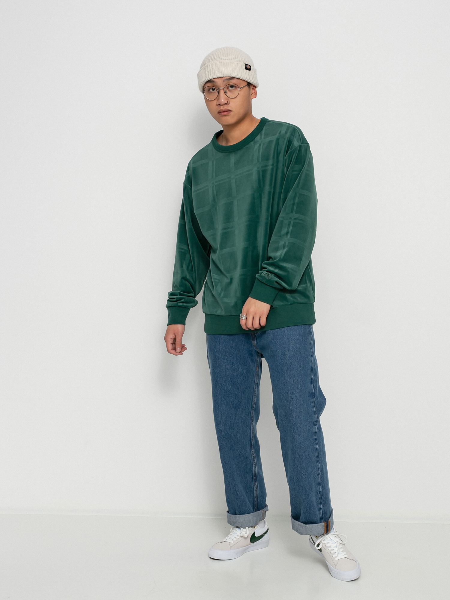 Nike SB Plaid Crew Sweater (noble green/noble green)