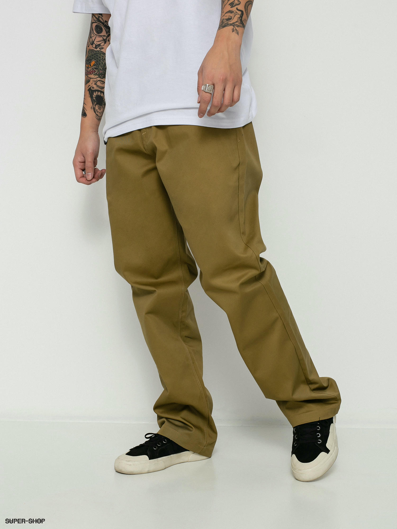 Brown PLAIN Dark Khaki Stretchable Trousers, Size: 30-38, Cotton