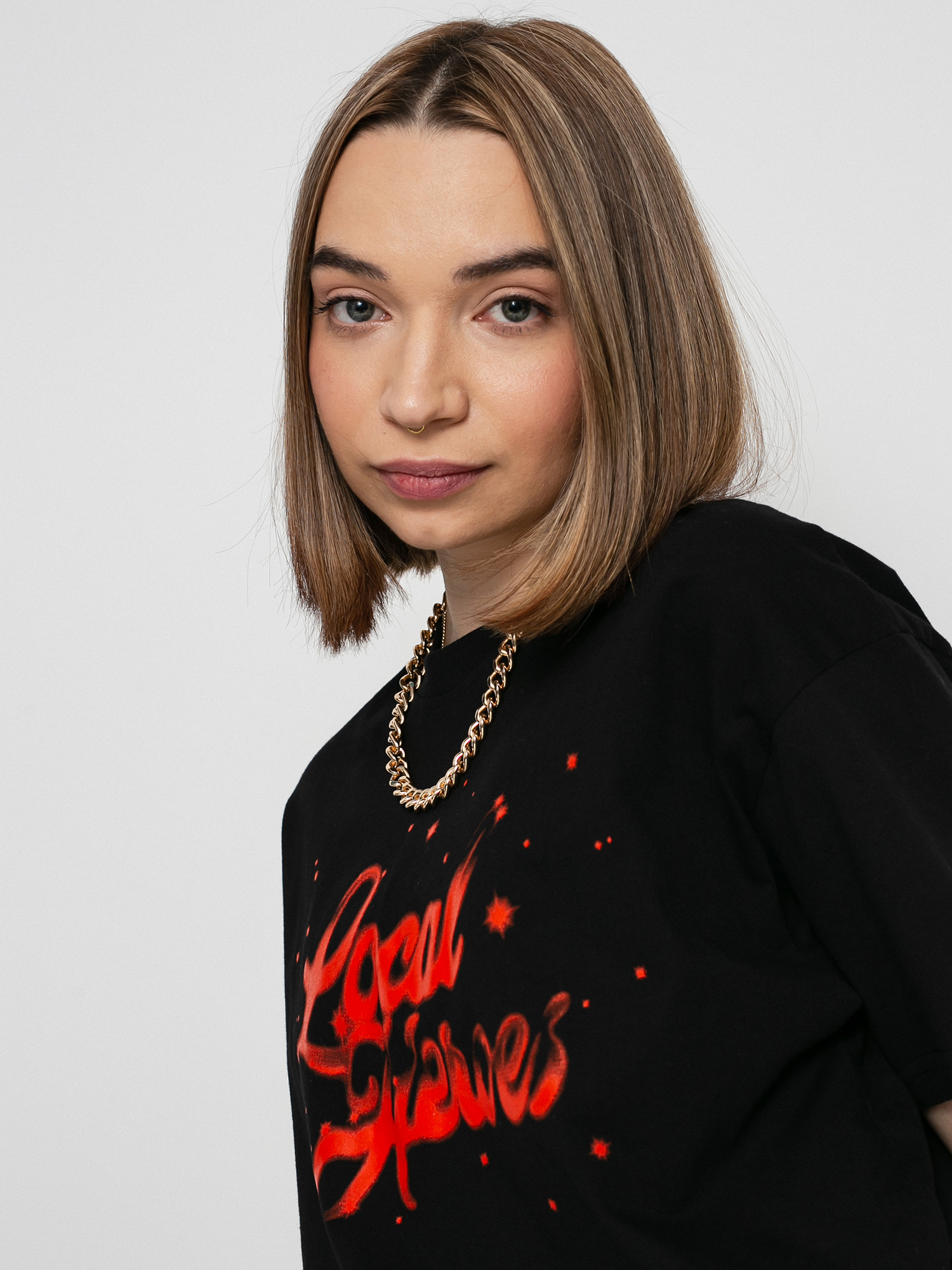 Local Heroes Lh Red Airbrush Oversized T-shirt Wmn (black)